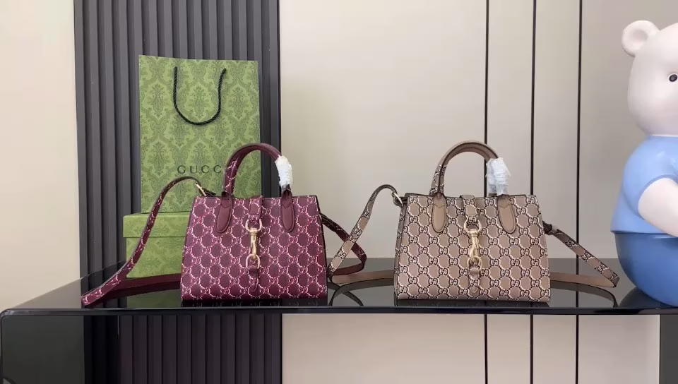 🎁🎁Gucci Jackie series small tote bag printed/original leather shipped! 🐲24cm model: 795349 combination video-high imitation bag