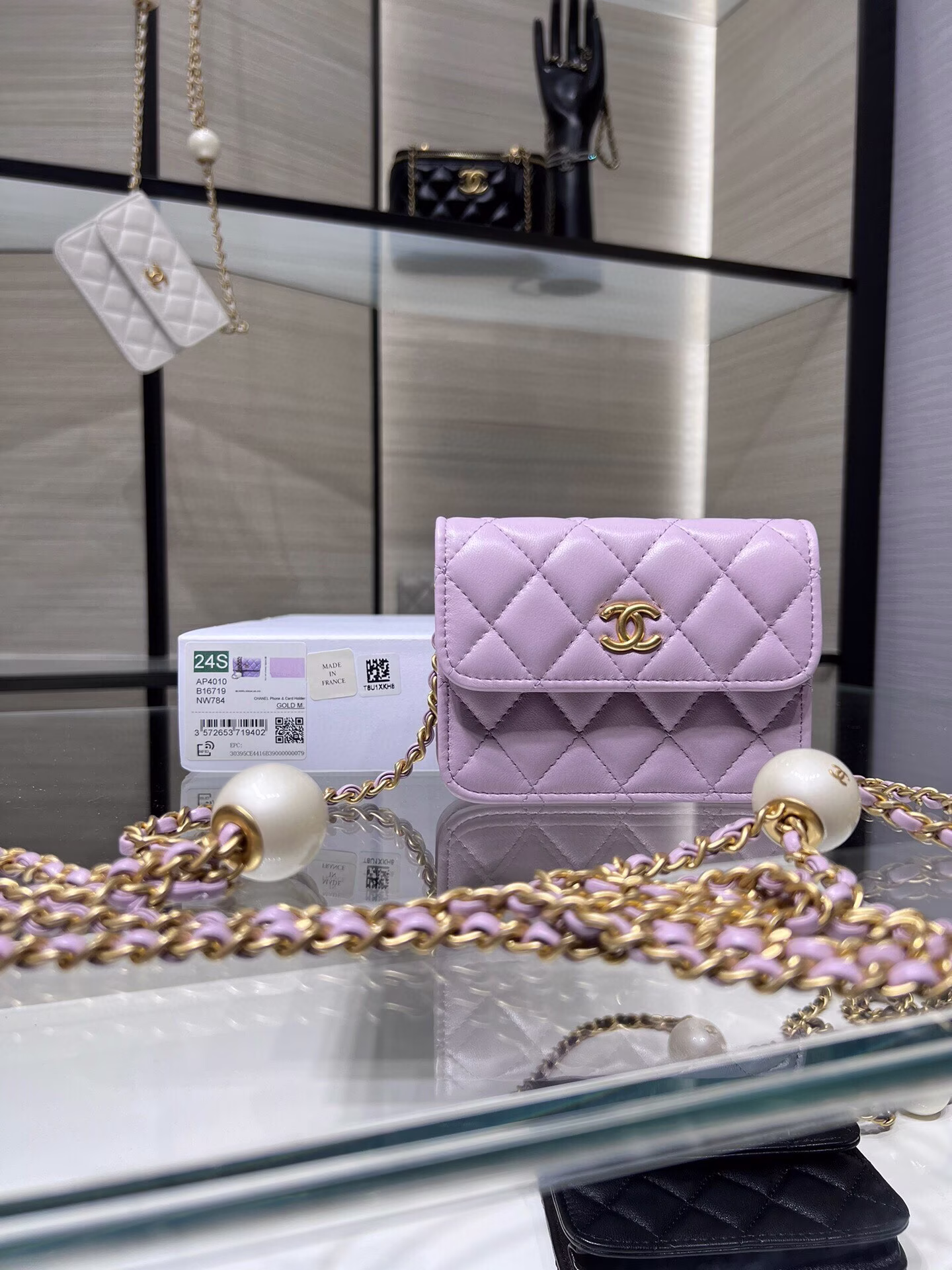 CHANEL 24s latest lipstick bag pearl dumplings adjustment buckle small woc size 12cmX9cm 1200-high imitation bag