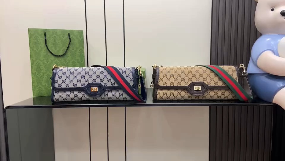🎁🎁Gucci Luce Collection Medium Shoulder Bag Two Colors/Canvas Shipping! 🐲36cm Model: 786022 Combination small video-high-fashion bags