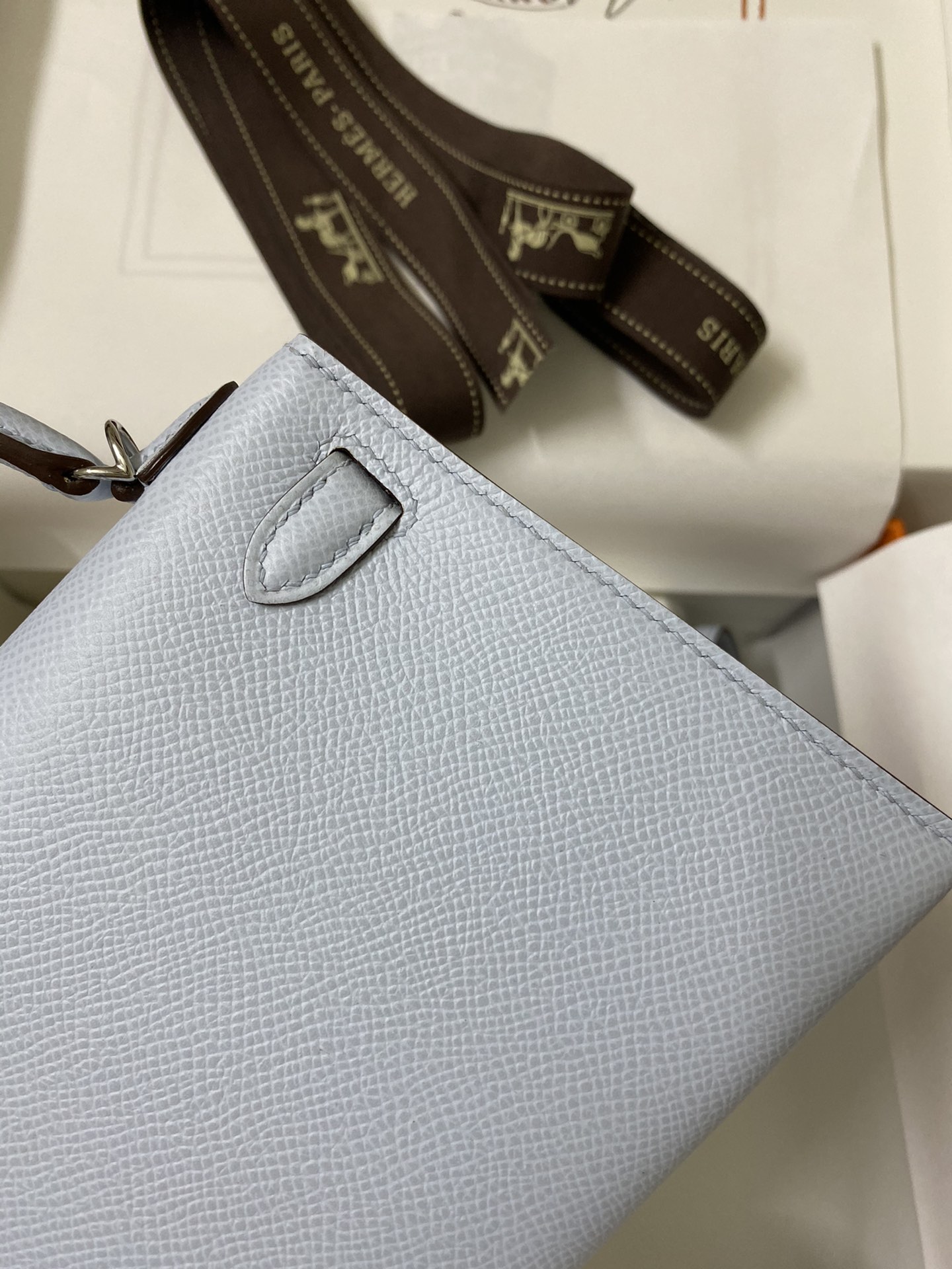 Picture[5]-👉 2nd Generation Mini Kelly 19cm Imported Epsom Leather Matte Blue Silver Buckle-High Fake Bags