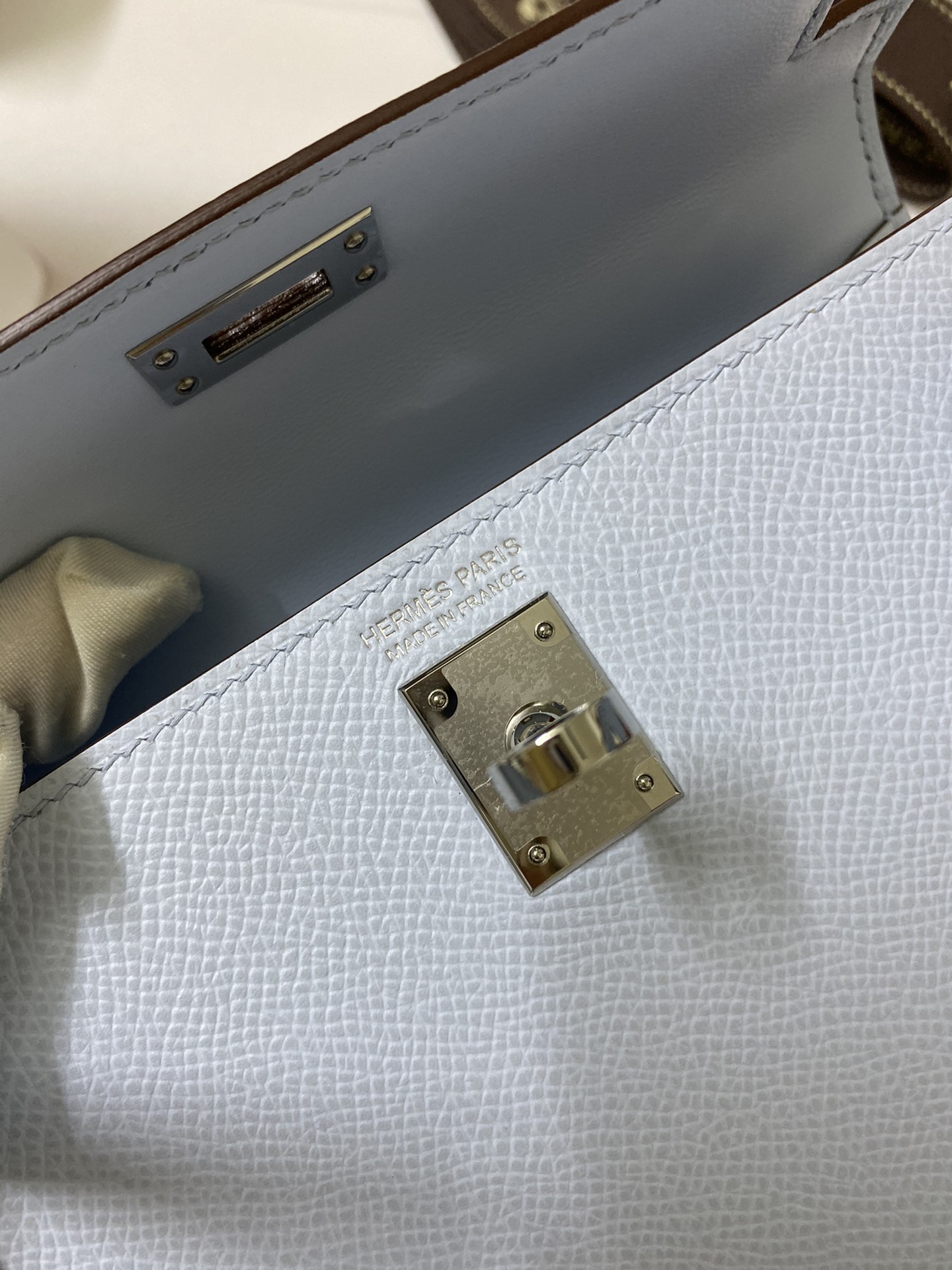 Picture[7]-👉 2nd Generation Mini Kelly 19cm Imported Epsom Leather Matte Blue Silver Buckle-High Fake Bags