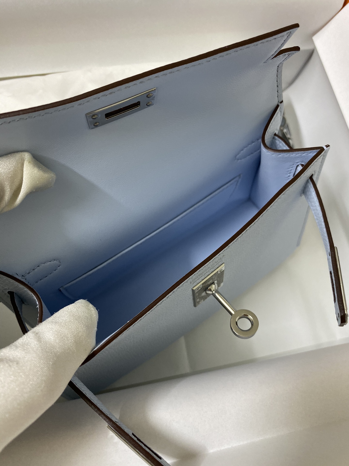 Picture[8]-👉 2nd Generation Mini Kelly 19cm Imported Epsom Leather Matte Blue Silver Buckle-High Fake Bags