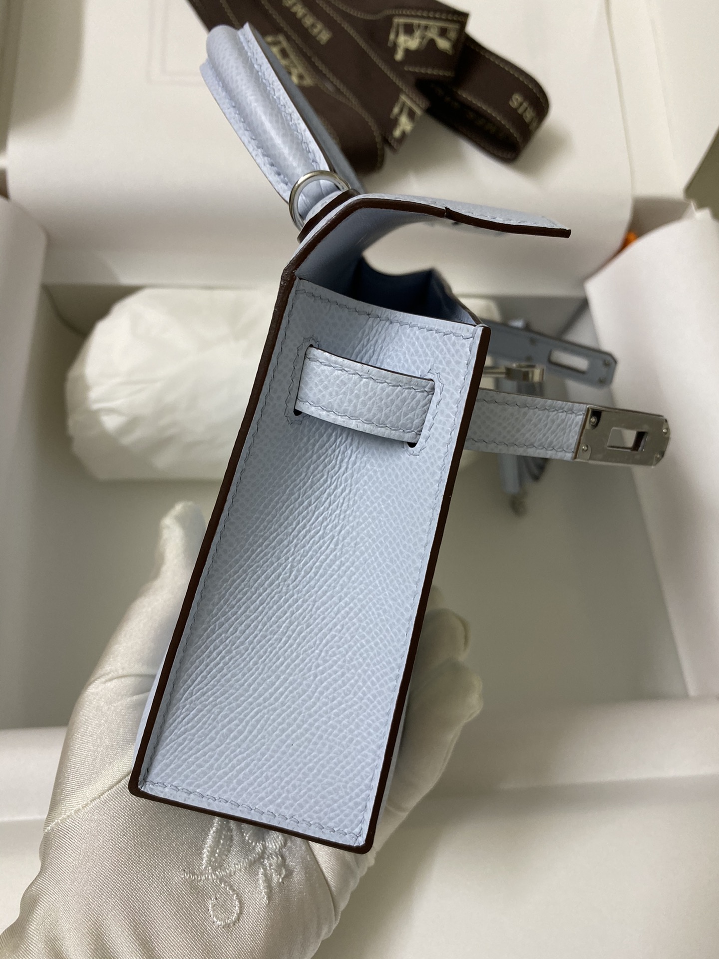 Picture[6]-👉 2nd Generation Mini Kelly 19cm Imported Epsom Leather Matte Blue Silver Buckle-High Fake Bags