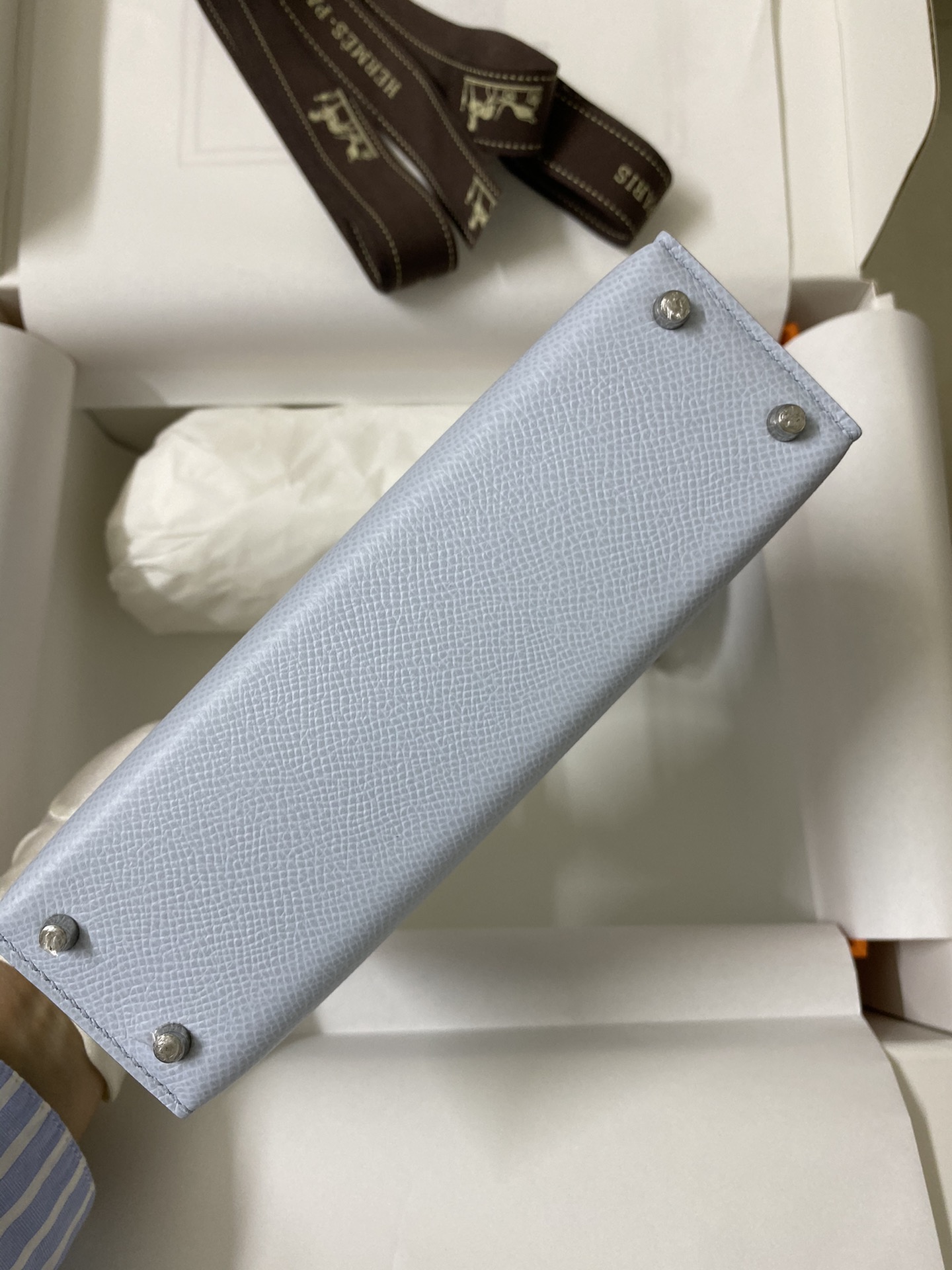 Picture[3]-👉 2nd Generation Mini Kelly 19cm Imported Epsom Leather Matte Blue Silver Buckle-High Fake Bags