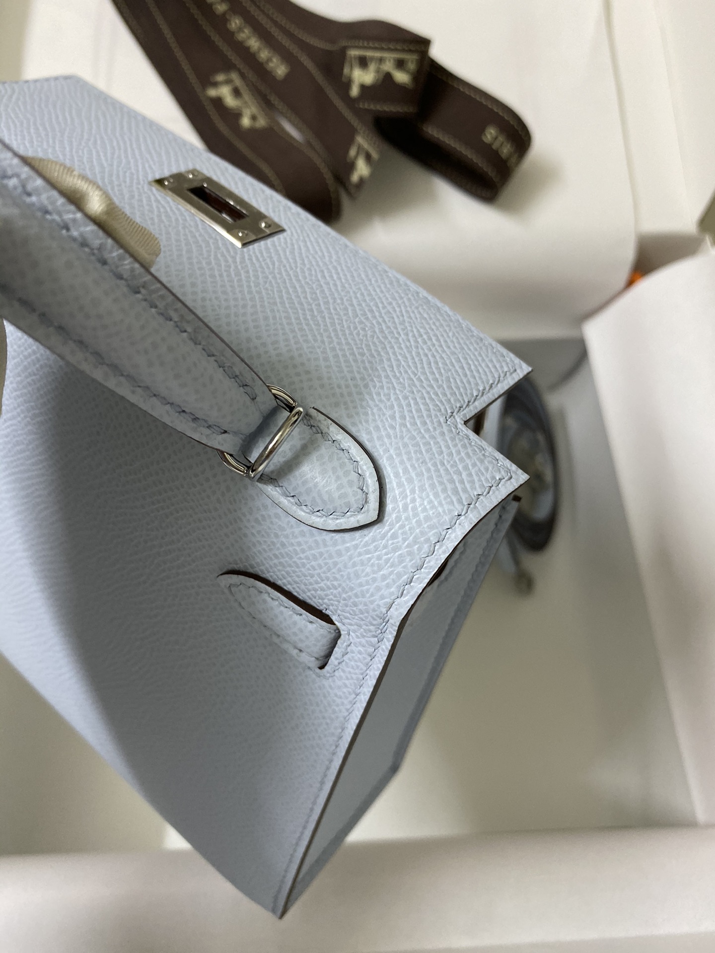 Picture[9]-👉 2nd Generation Mini Kelly 19cm Imported Epsom Leather Matte Blue Silver Buckle-High Fake Bags