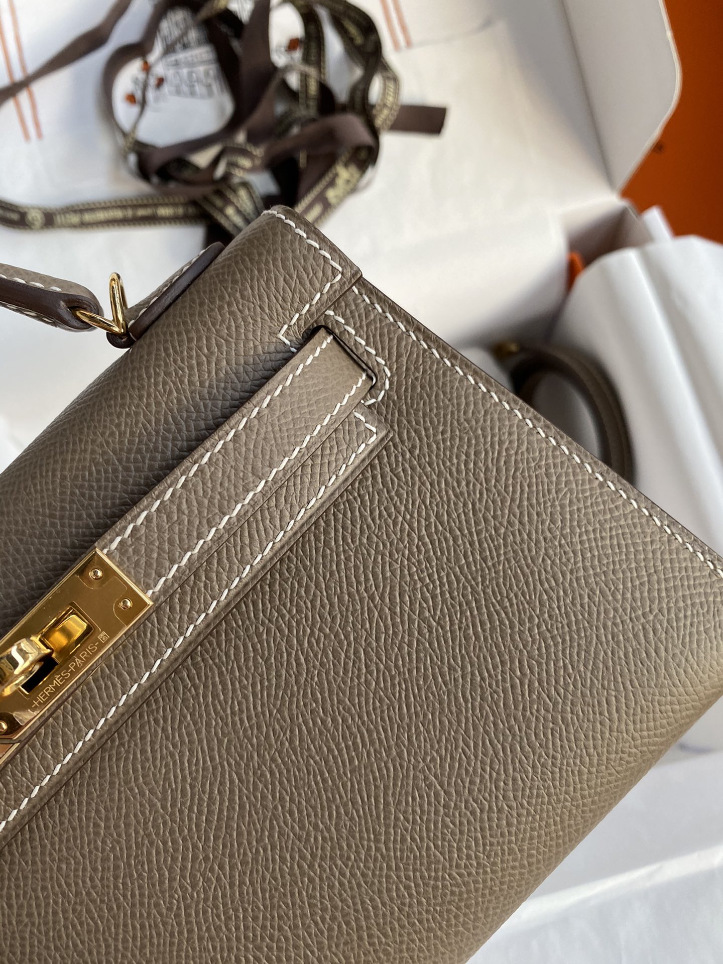 Picture[4]-👉 2nd Generation Mini Kelly 19cm Imported Epsom Leather Elephant Gray Gold Buckle-High Fake Bags