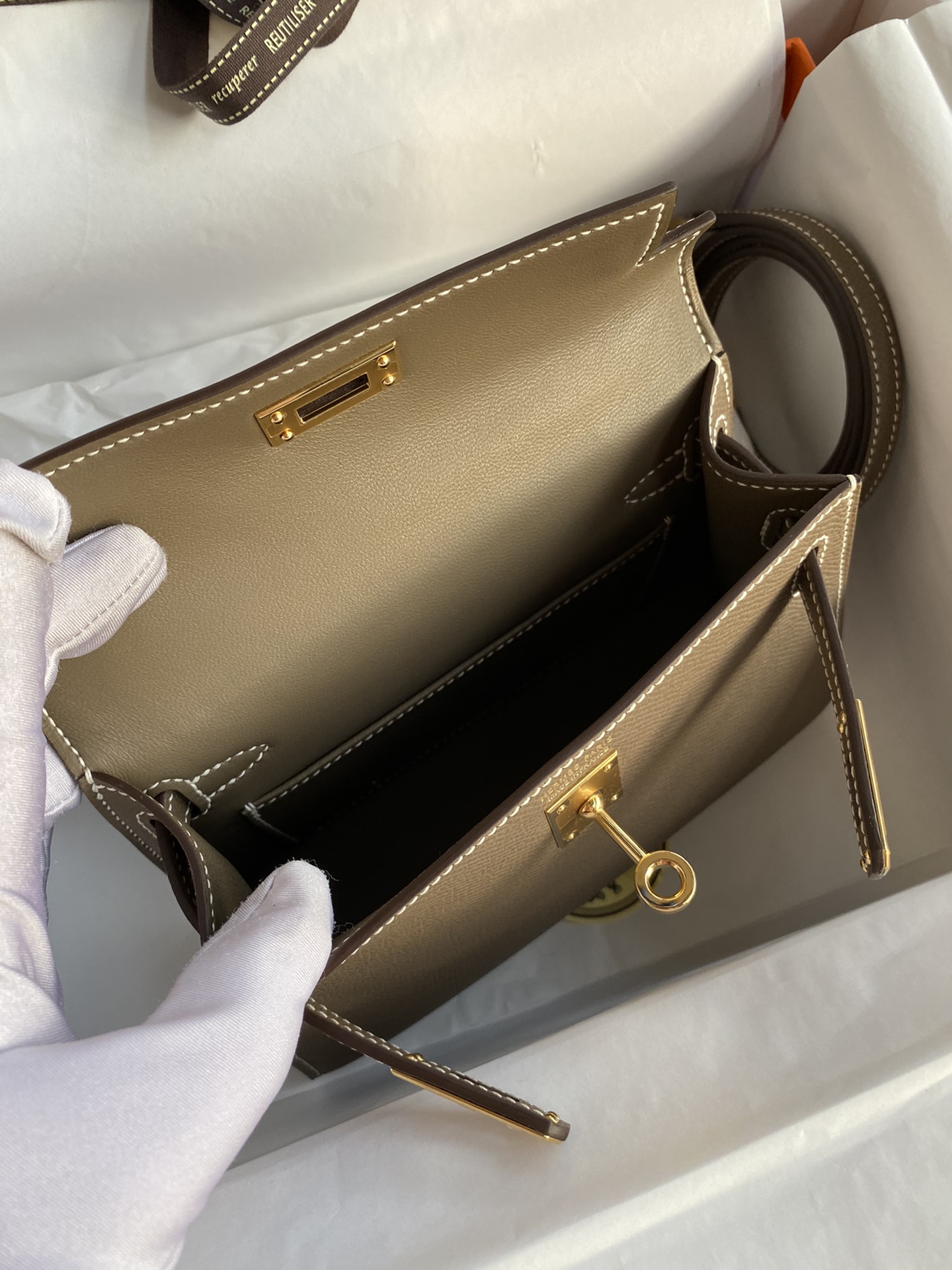 Picture[9]-👉 2nd Generation Mini Kelly 19cm Imported Epsom Leather Elephant Gray Gold Buckle-High Fake Bags