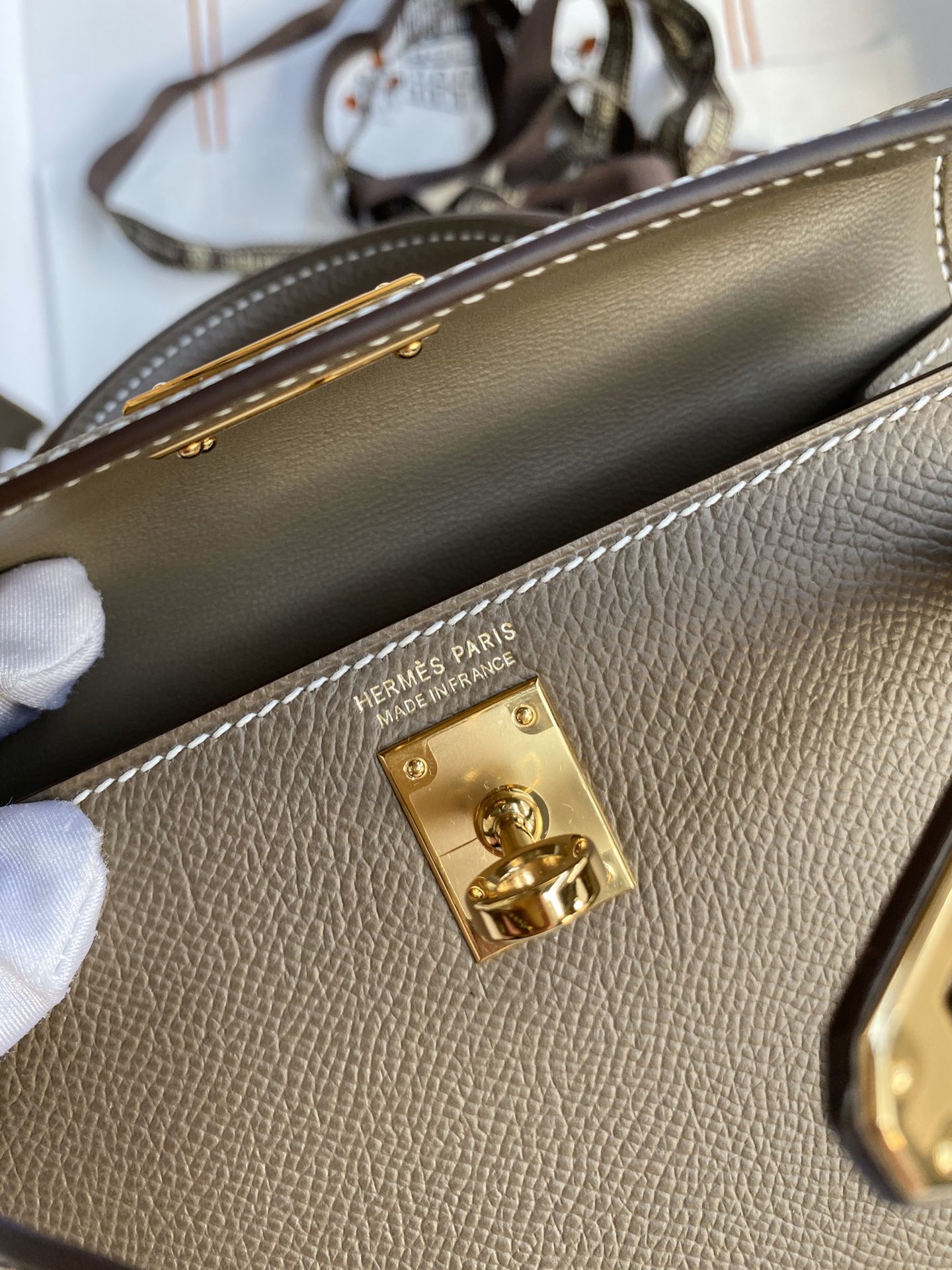 Picture[8]-👉 2nd Generation Mini Kelly 19cm Imported Epsom Leather Elephant Gray Gold Buckle-High Fake Bags
