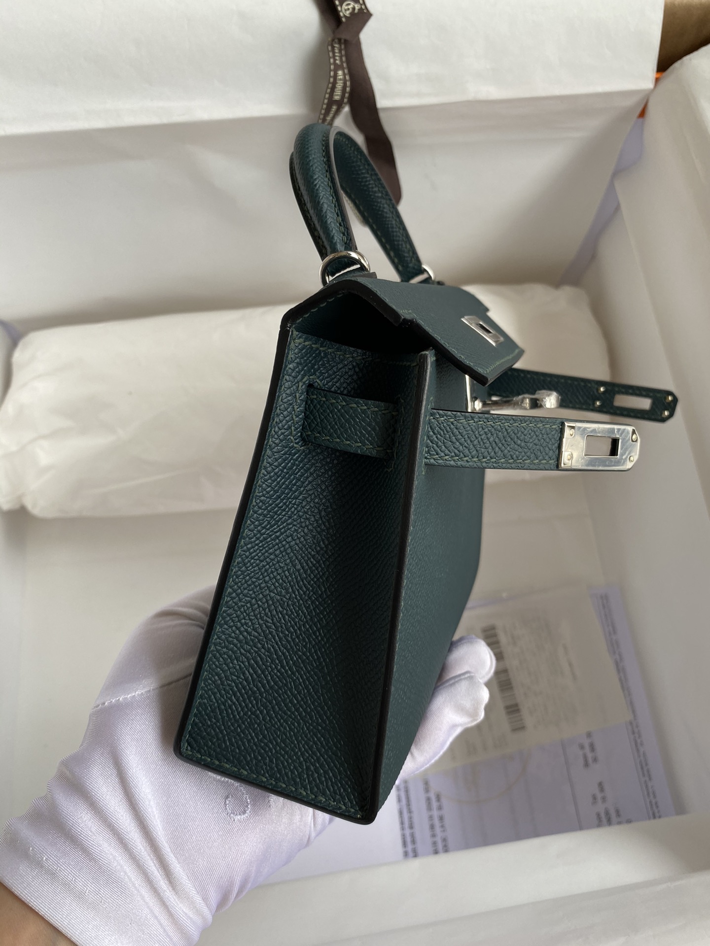 图片[6]-👉二代Mini Kelly 19cm 进口Epsom皮 松柏绿 银扣-高仿包包