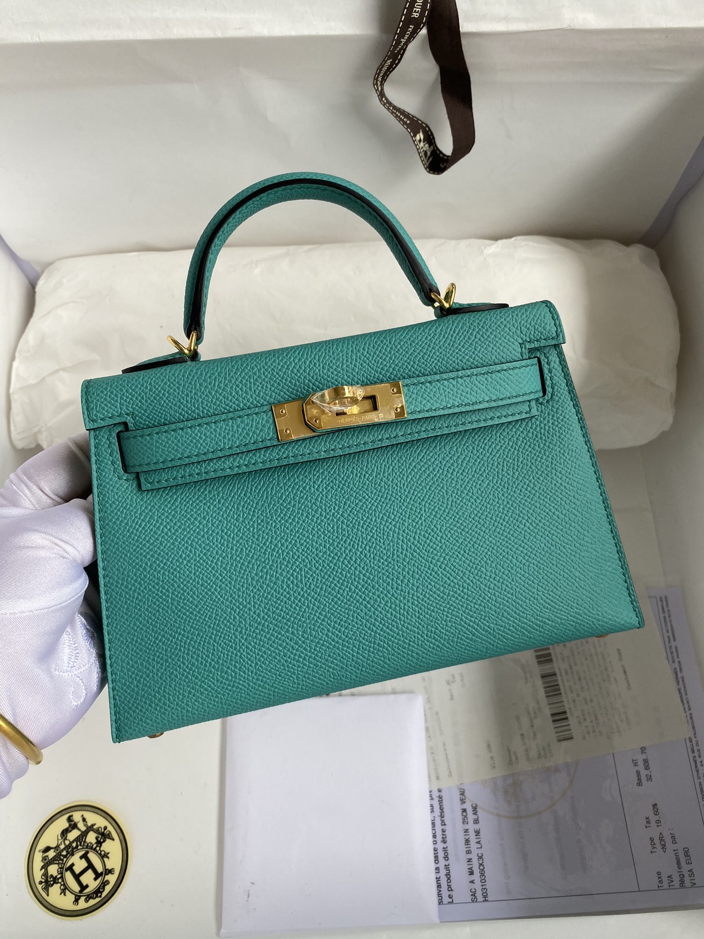 👉二代Mini Kelly 19cm 进口Epsom皮 维罗纳绿 金扣-高仿包包