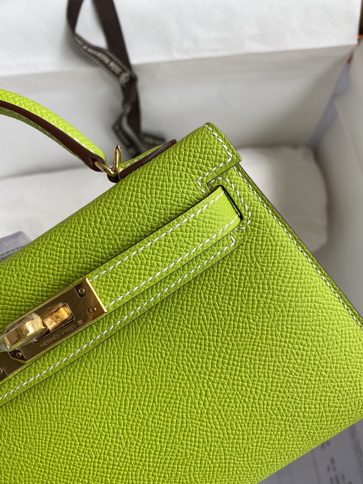 Picture[5]-👉 2nd Generation Mini Kelly 19cm Imported Epsom Leather Apple Green Gold Buckle-High Fake Bags