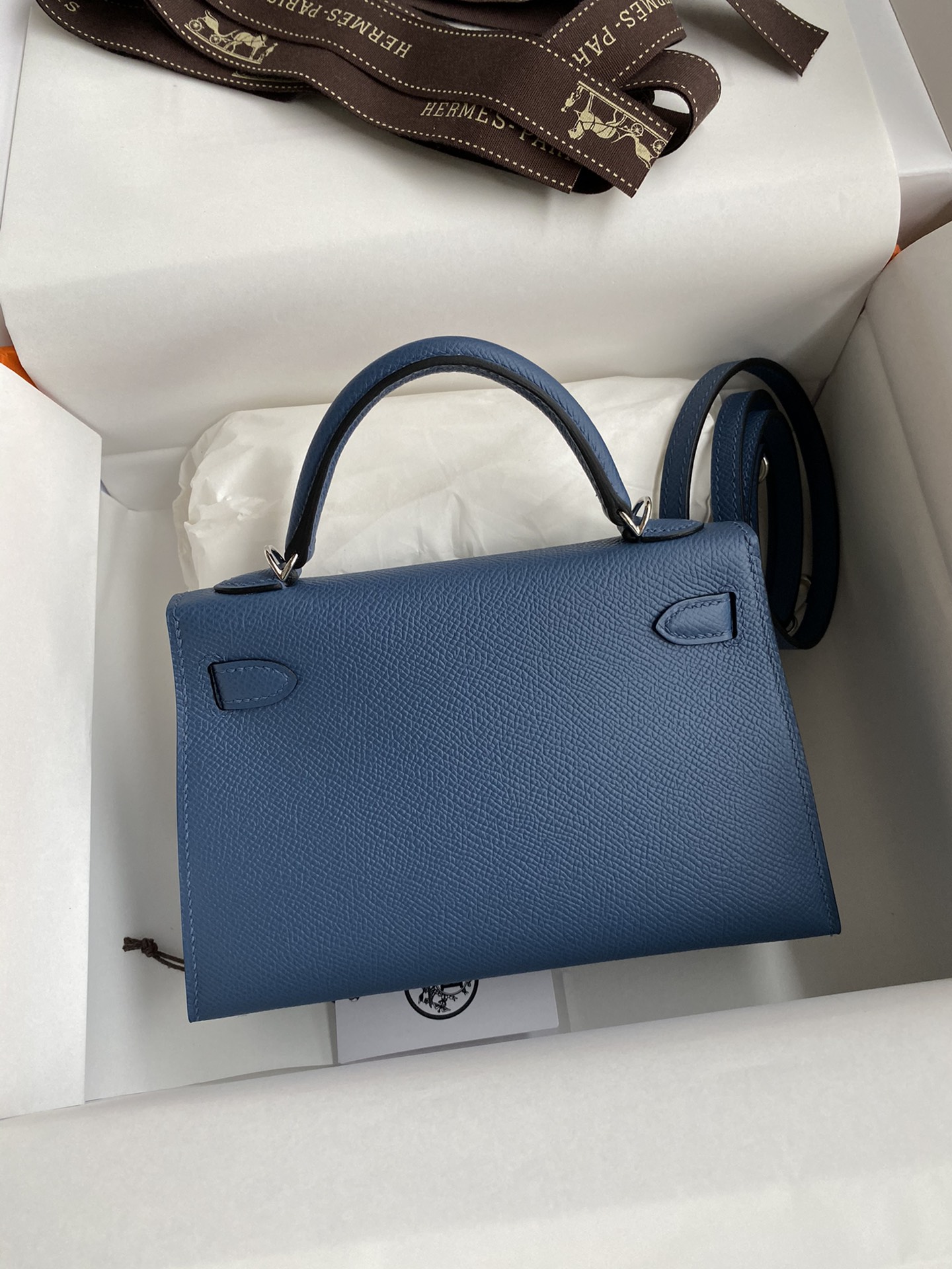 图片[2]-👉二代Mini Kelly 19cm 进口Epsom皮 玛瑙蓝 银扣-高仿包包