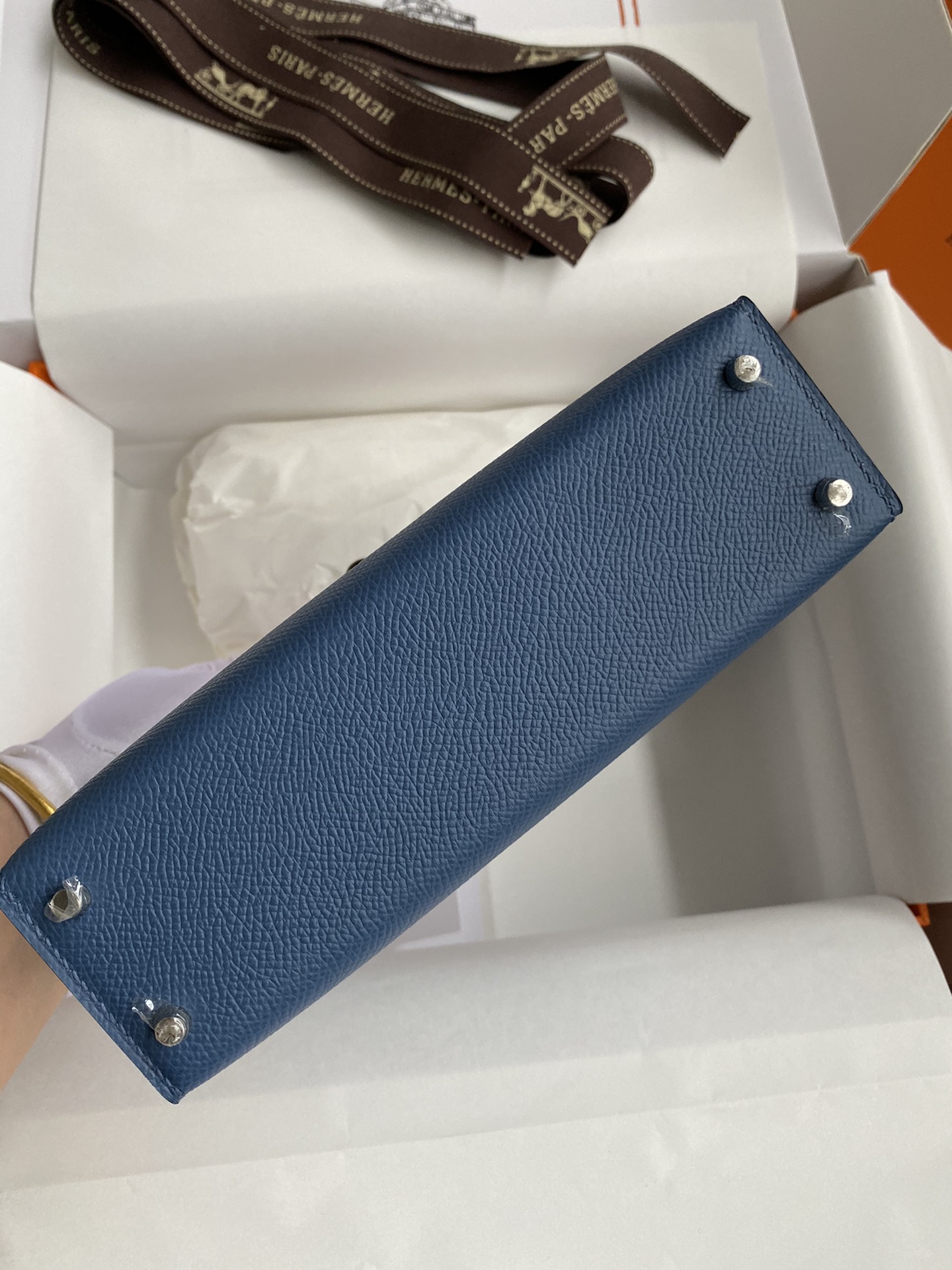 图片[3]-👉二代Mini Kelly 19cm 进口Epsom皮 玛瑙蓝 银扣-高仿包包