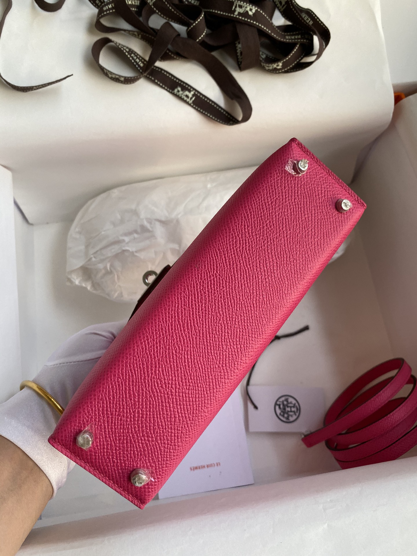 图片[3]-👉二代Mini Kelly 19cm 进口Epsom皮 玫红 银扣-高仿包包