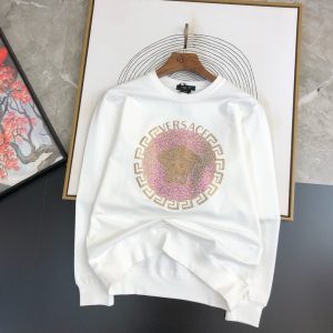P440 VER Versace 2024 fall and winter new round neck sweater T-shirt chest brand logo heavy-duty design single wear bottoming are very distinctive The use of high grams of 360 grams of imported environmentally friendly cotton, fabric delicate, soft, classic, classical, simple, generous, feel super soft and delicate wear skin-friendly and comfortable High-end boutique factories fine workmanship on the very men's must-have single product Three complete sizes: M ~ 5XL 178 140 pounds to wear L maximum wear 230 pounds-high imitation factory
