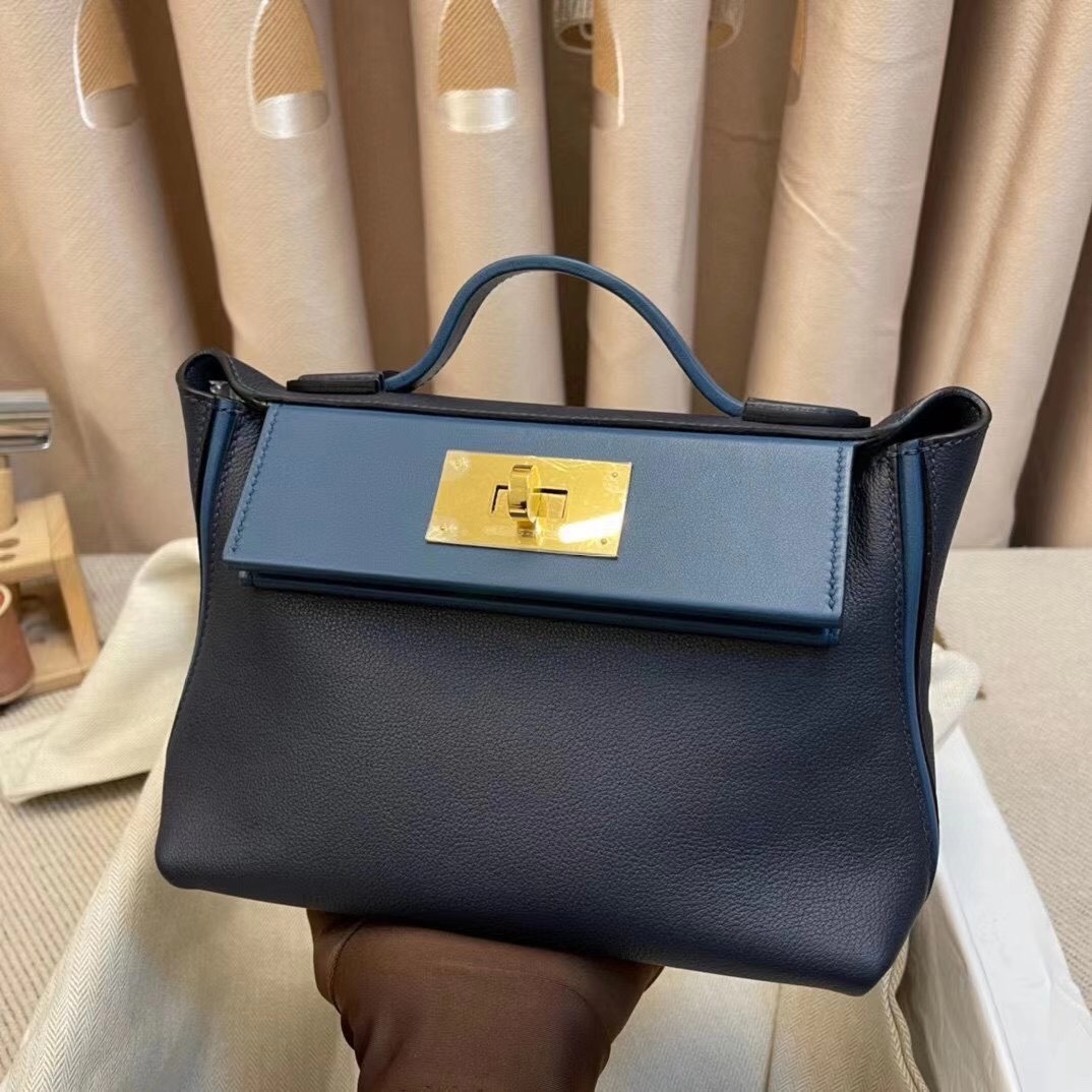 Strongly planted｜Mini 2424 Evercolor 2Z Midnight Blue Split Navy Blue Gold Buckle Light retro breath not only looks beautiful but also a variety of back easy to hold (handheld, shoulder, cross-body, shoulders) double straps back method is super practical, the content of the content is very full of exquisite and elegant and casual each back method can present a different style [victory]!