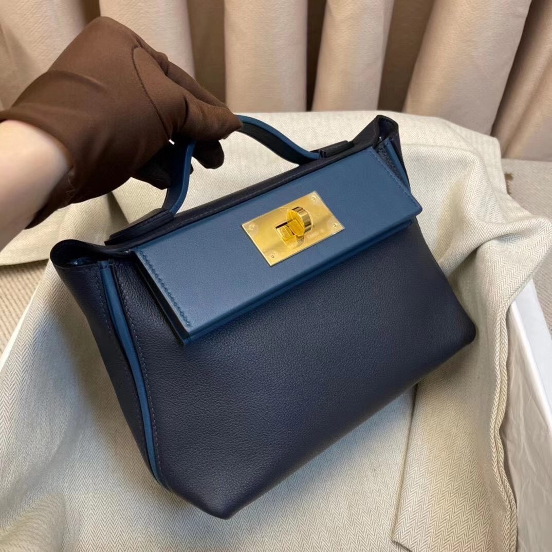 Strongly planted｜Mini 2424 Evercolor 2Z Midnight Blue Split Navy Blue Gold Buckle Light retro breath not only looks beautiful but also a variety of back easy to hold (handheld, shoulder, cross-body, shoulders) double straps back method is super practical, the content of the content is very full of exquisite and elegant and casual each back method can present a different style [victory]!