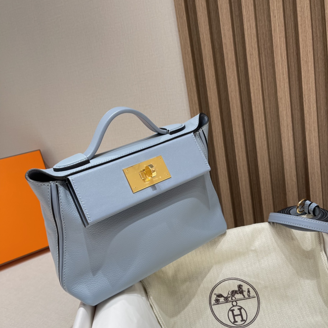 Kelly2424 mini Evercolor/swift J7 Linen Blue Blue Lin spring and summer very comfortable color fresh and elegant dry clean gray blue-High Faux Bags