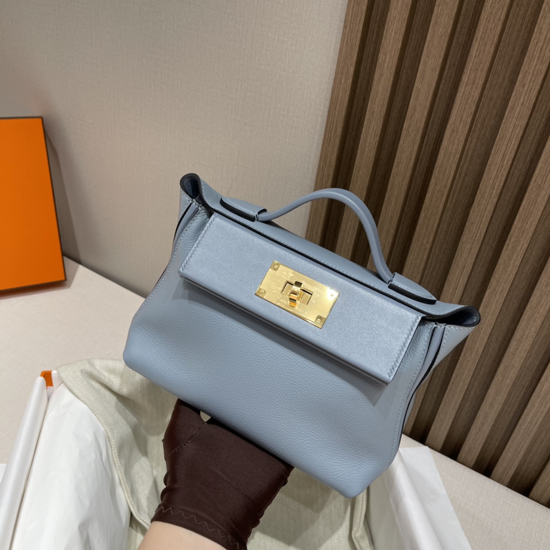 Kelly2424 mini Evercolor/swift J7 Linen Blue Blue Lin spring and summer very comfortable color fresh and elegant dry clean gray blue-High Faux Bags