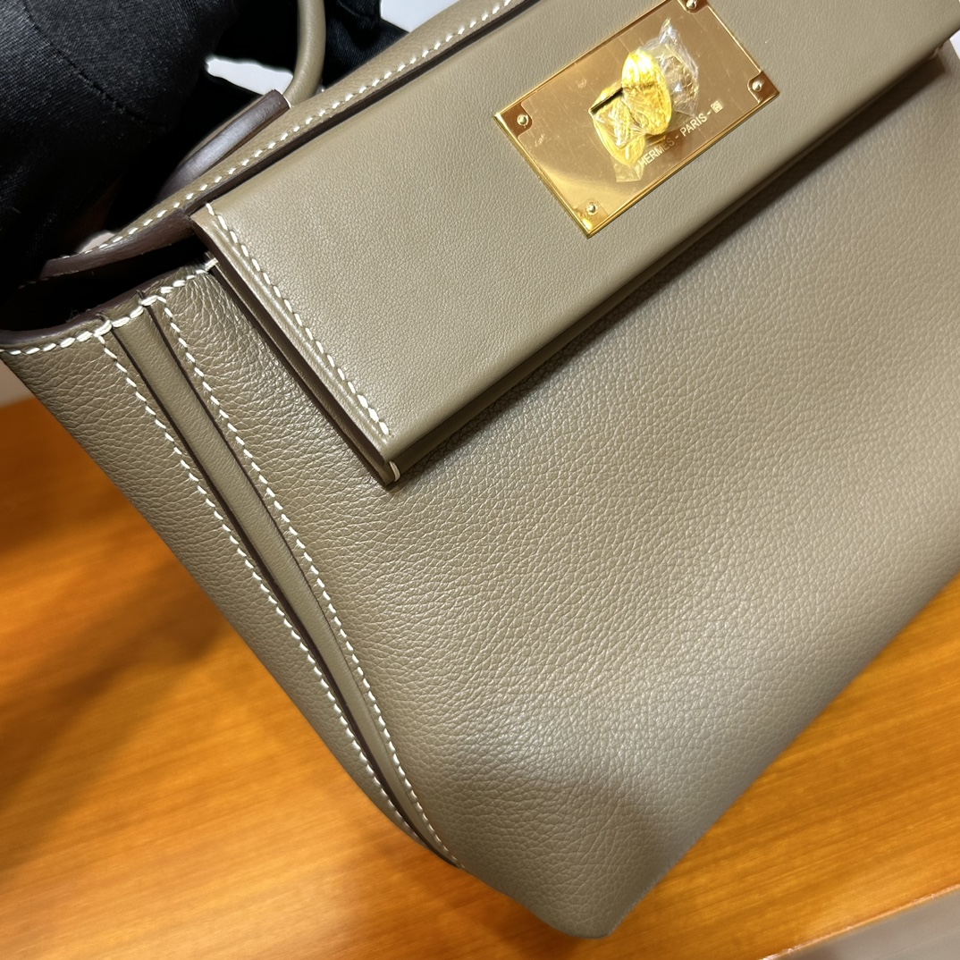 Image[3]-Mini2424 Evercolor/Swift Ck18 Elephant Gray Gold Buckle First Grade Craftsmanship Handmade Wax Stitching Ghw-High Fake Bags