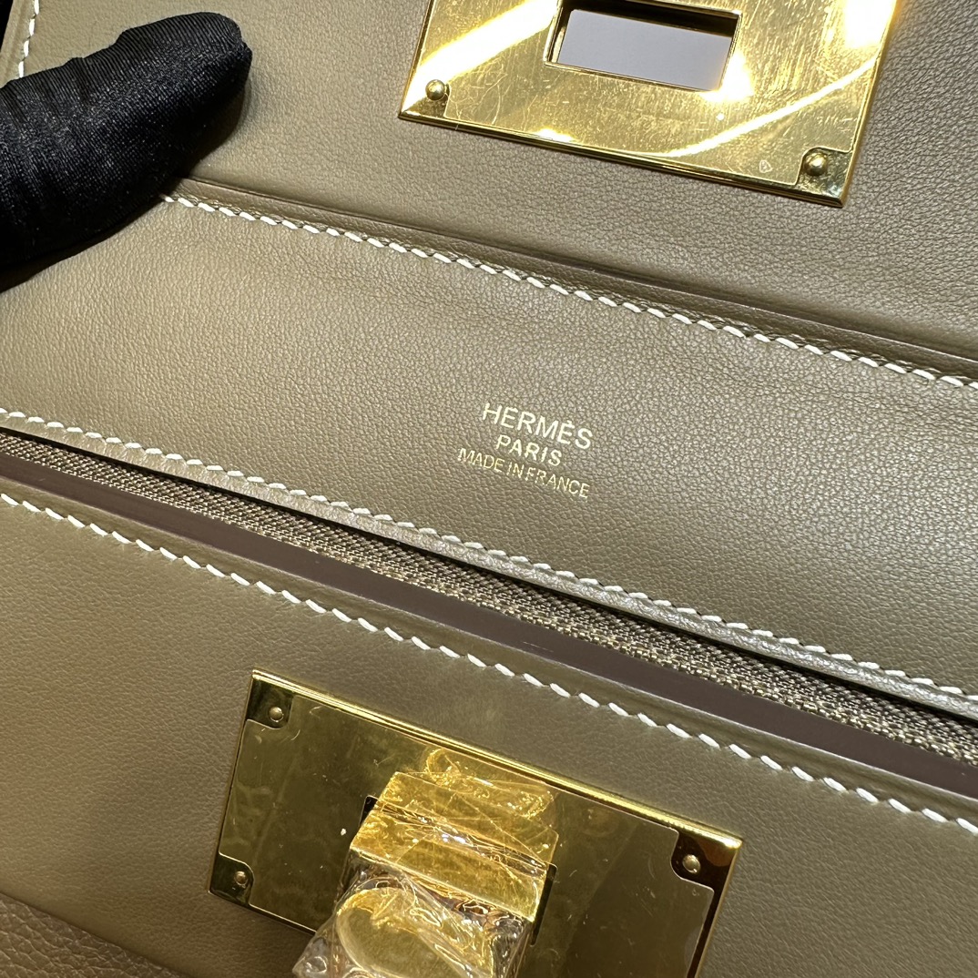 Image[8]-Mini2424 Evercolor/Swift Ck18 Elephant Gray Gold Buckle First Grade Craftsmanship Handmade Wax Stitching Ghw-High Fake Bags