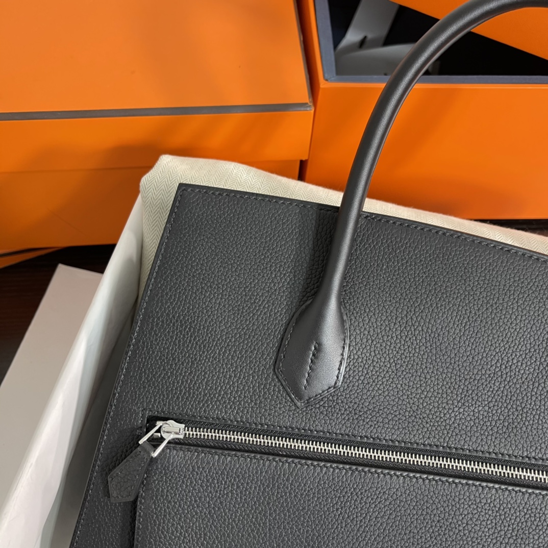 Image [6]-New arrival in stock 🐎Birkin desordre 30cm irregular model togo black with silver buckle Handmade-High Fake Bags