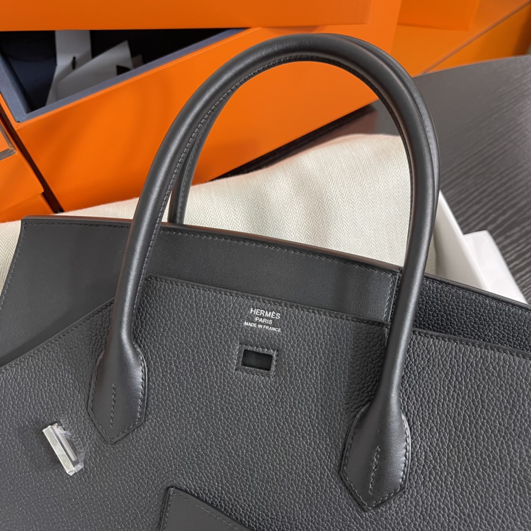 Image [8]-New arrival in stock 🐎Birkin desordre 30cm irregular model togo black with silver buckle Handmade-High Fake Bags