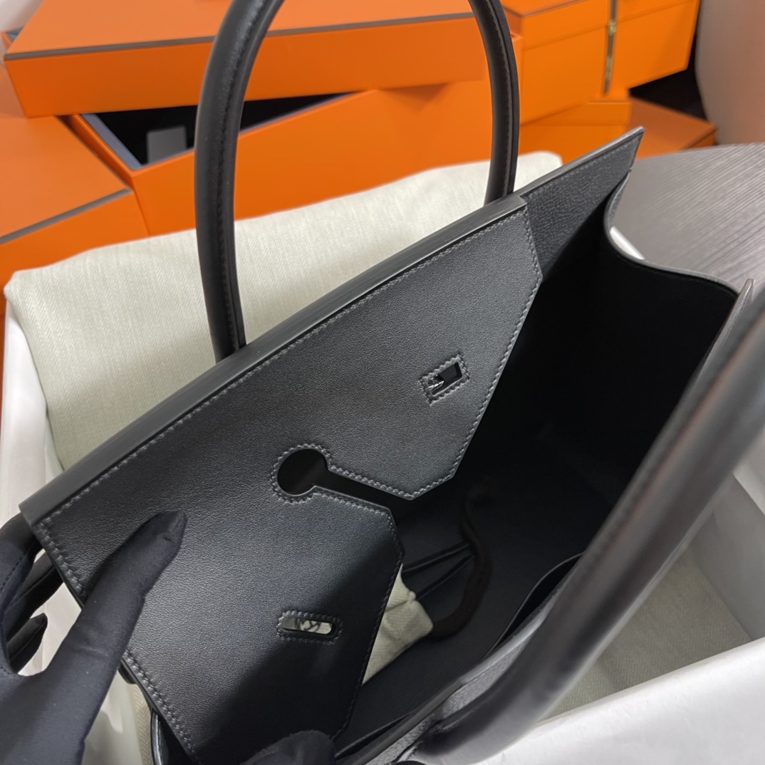 Image [9]-New arrival in stock 🐎Birkin desordre 30cm irregular model togo black with silver buckle Handmade-High Fake Bags