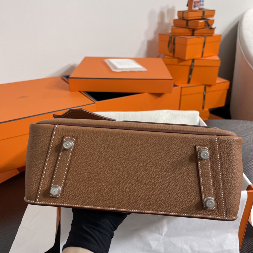 Image [6]-New arrival in stock 🐎Birkin desordre 30cm irregular model togo gold brown silver buckle handmade-High Fake Bags