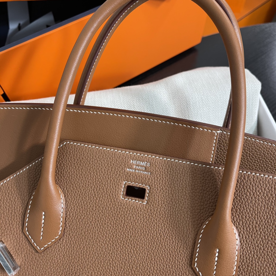 Image [8]-New arrival in stock 🐎Birkin desordre 30cm irregular model togo gold brown silver buckle handmade-High Fake Bags