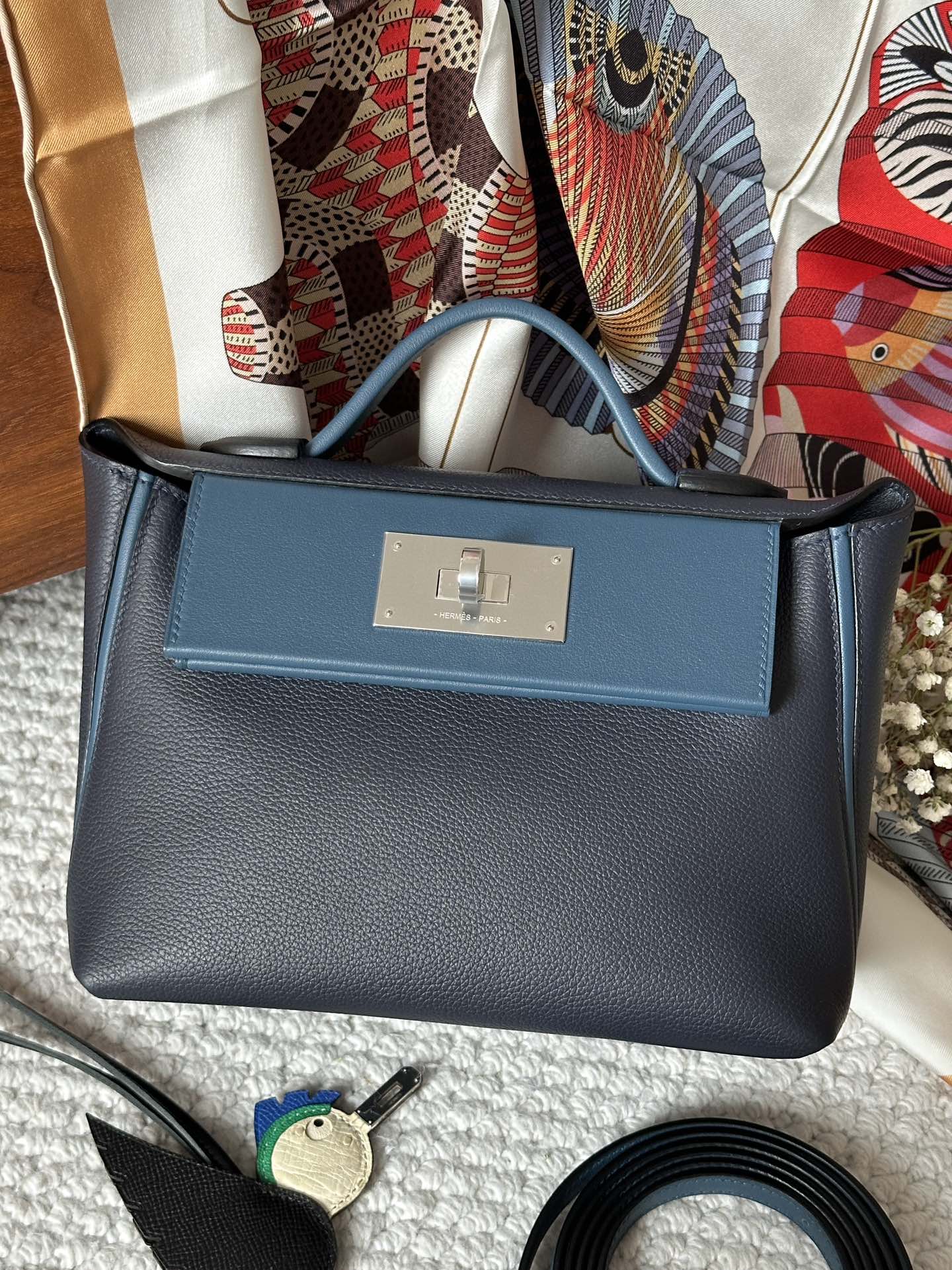 Picture [2]-Spot ✔️Mini2424 midnight blue/navy eve/sw silver buckle-High-fashion bags