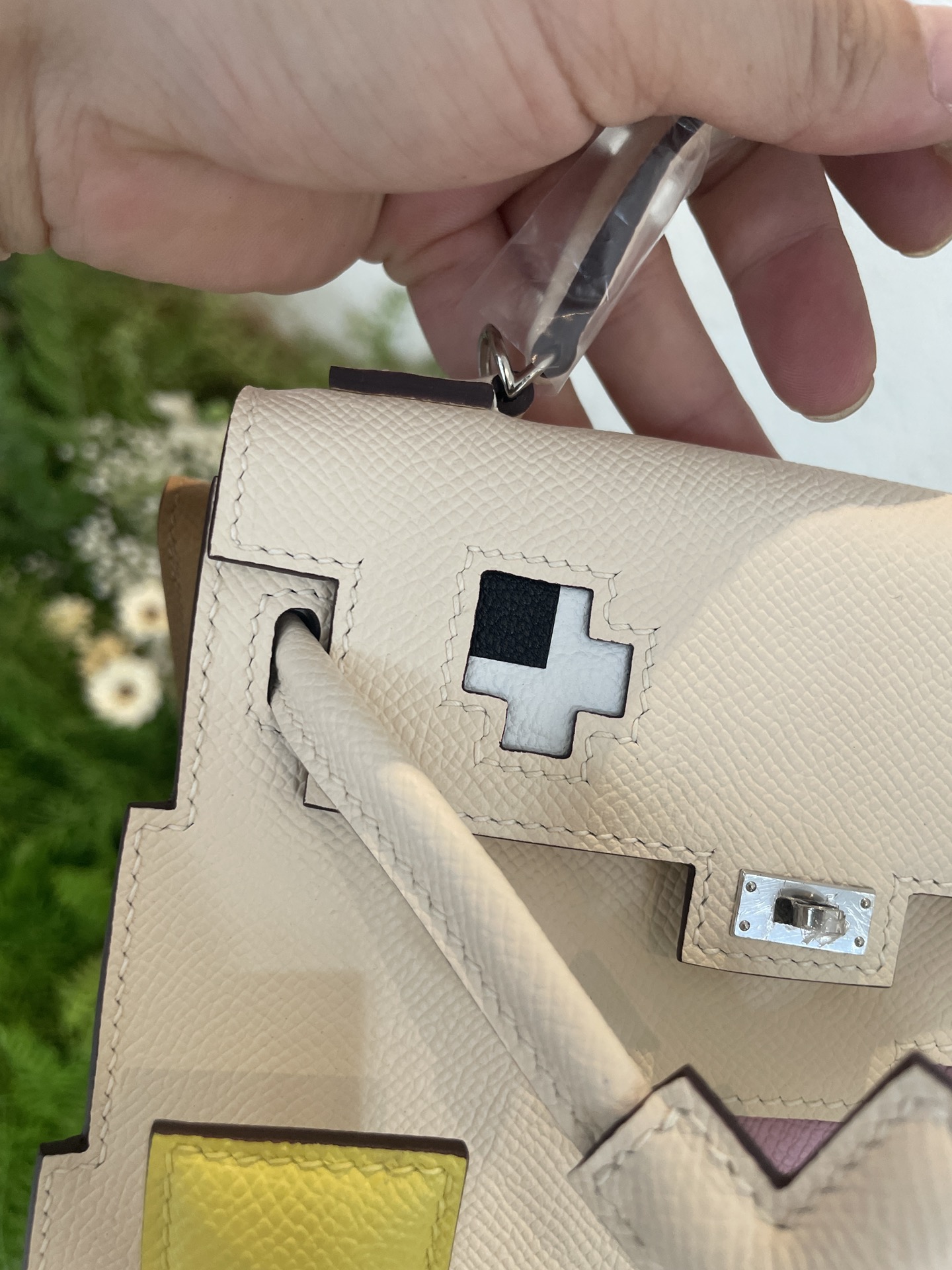 Picture [2]-Hermes Mosaic doll bag spot cream white-High-fashion bags