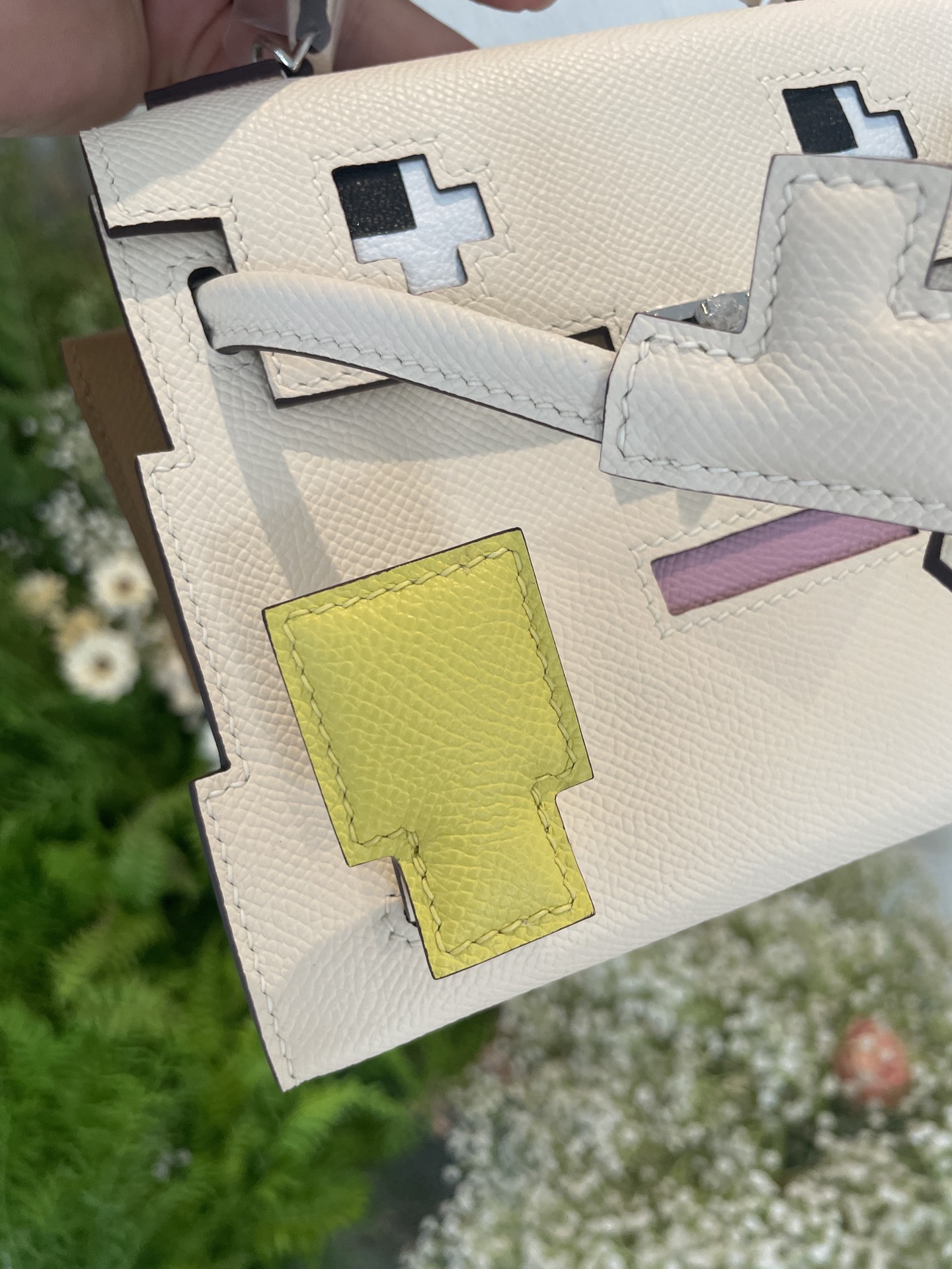 Picture [3]-Hermes Mosaic doll bag spot cream white-high-fashion bags