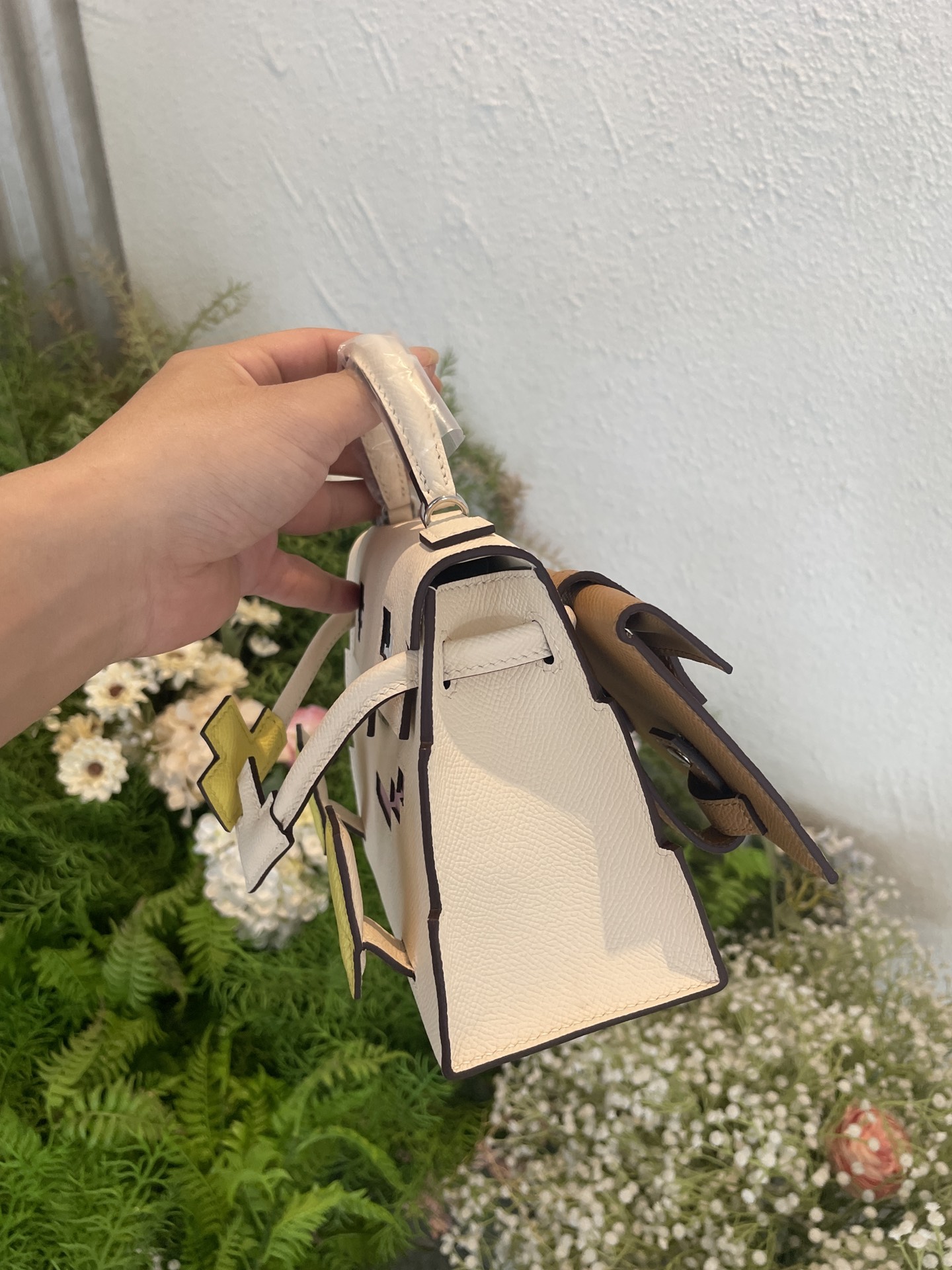 Picture [4]-Hermes mosaic doll bag spot cream white-high-fashion bags