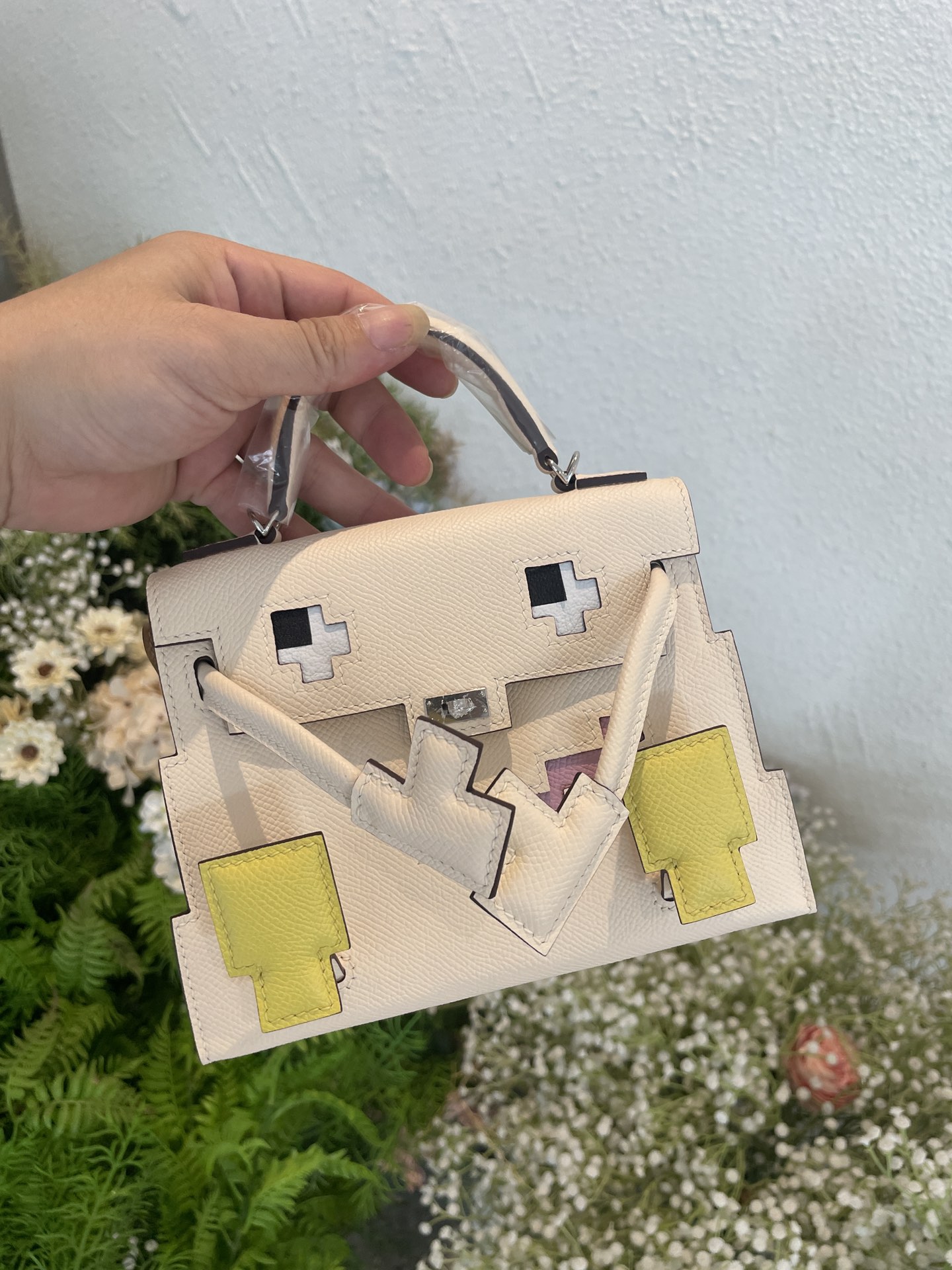 Hermes Mosaic doll bag spot cream white-high replica bags