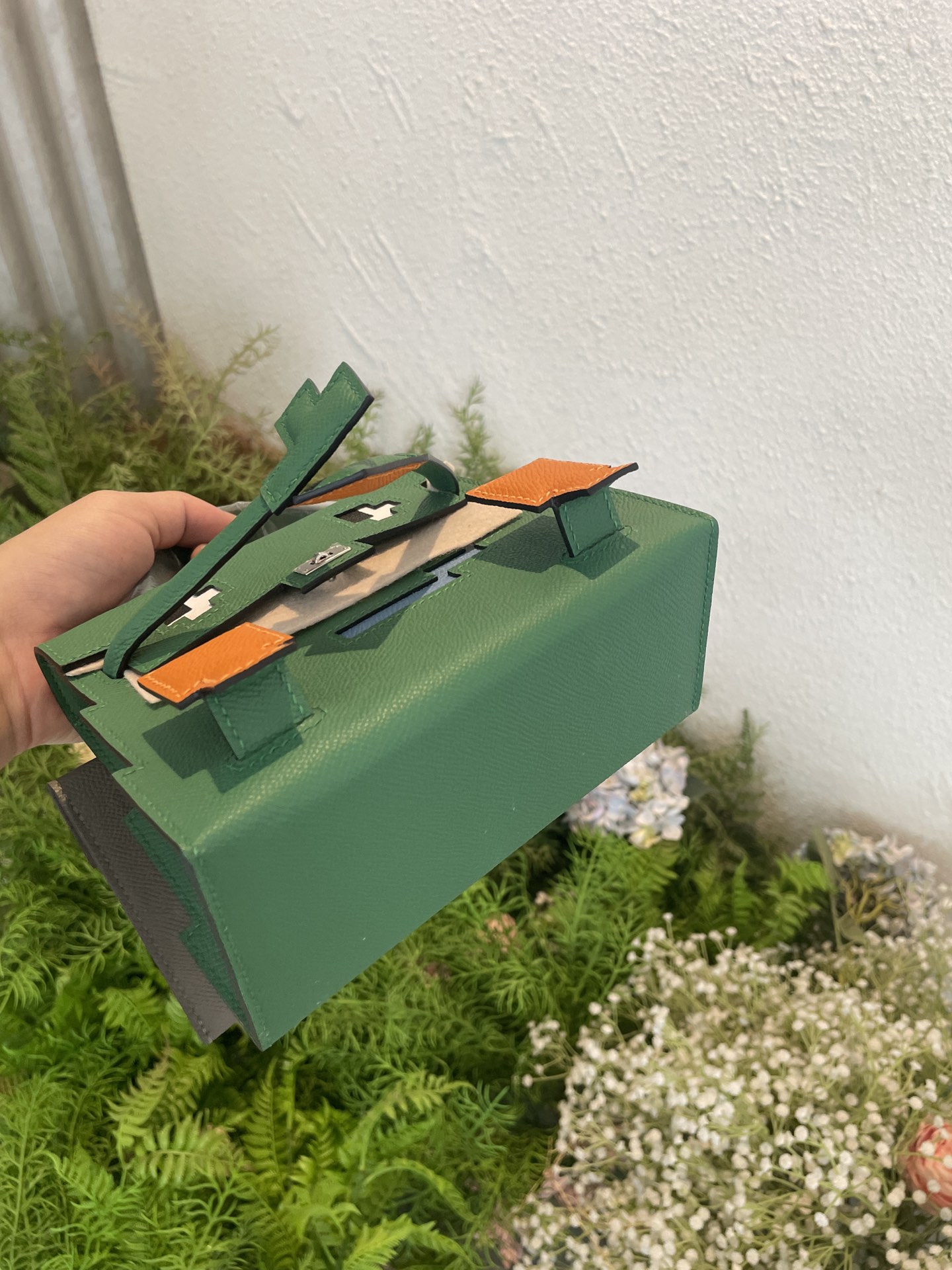 Picture [7]-Hermes mosaic doll bag spot frog green-high imitation bags