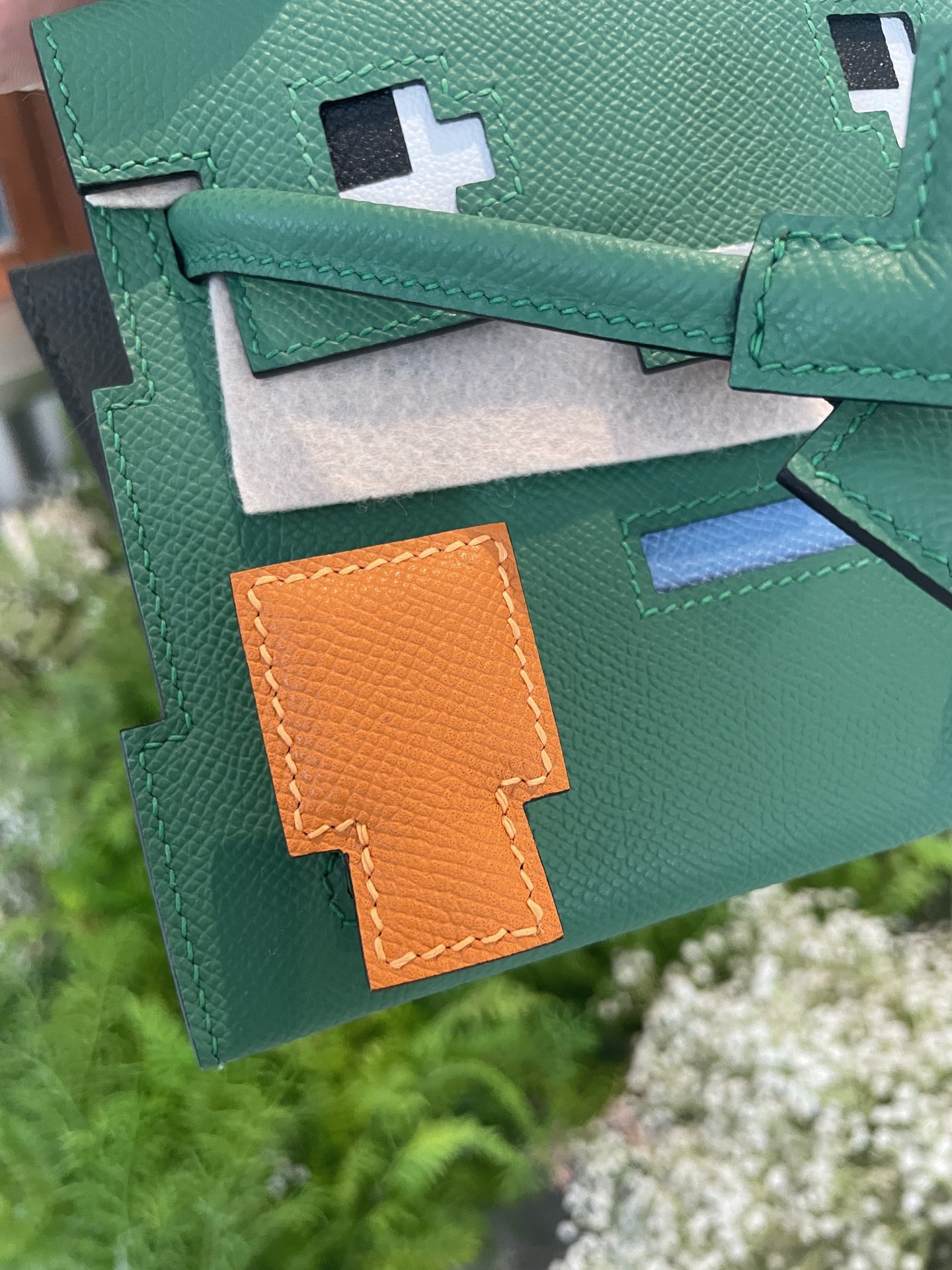Picture [3]-Hermes mosaic doll bag spot frog green-high imitation bags