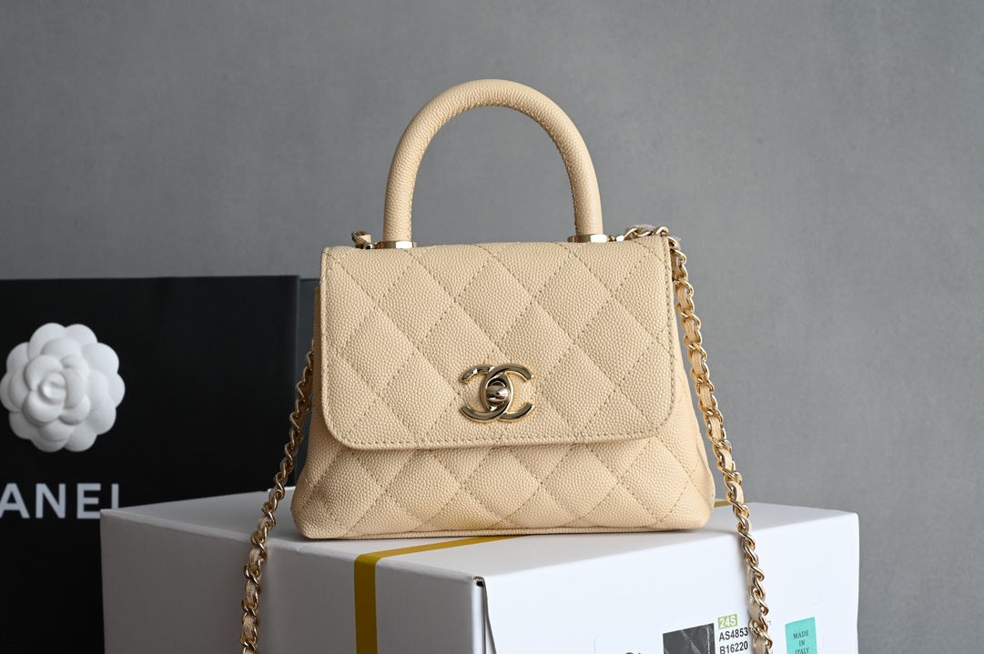 Pictures[1]-CHANEL New 𝟐𝟒𝐊 𝗖𝗼𝗰𝗼𝗛 𝗮𝗻𝗱𝗹𝗲 Ultra 𝐦𝐢𝐧𝐢 Portable  𝗋𝗆𝖻 Purchase ~ always considered the best value for money model multiple compartments pockets design is very user-friendly 〰️ milky teal metaphor for the most classic 𝖼𝗈𝖼 𝗈𝗁𝗁𝖺𝗇𝖽𝗅𝖾 ♥ handle design light gold hardware value sense of bursting ah ❕ leather. "three sheep" small ball cowhide hardware: thick plated 𝟣𝟦𝖪 light gold buckle size: 11.5*14.5*5.5 𝖼𝗆-high imitation factory
