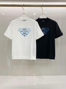 P460 Prada普拉达 2024最新秋冬打底短袖T恤 面料精选新疆长绒棉加拉毛 手感柔软细腻 S-2XL 178 140斤穿M 最大穿190斤-高仿包包