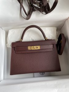全手缝👉二代Mini Kelly 19cm 进口Epsom皮 爱马仕红 金扣-高仿包包