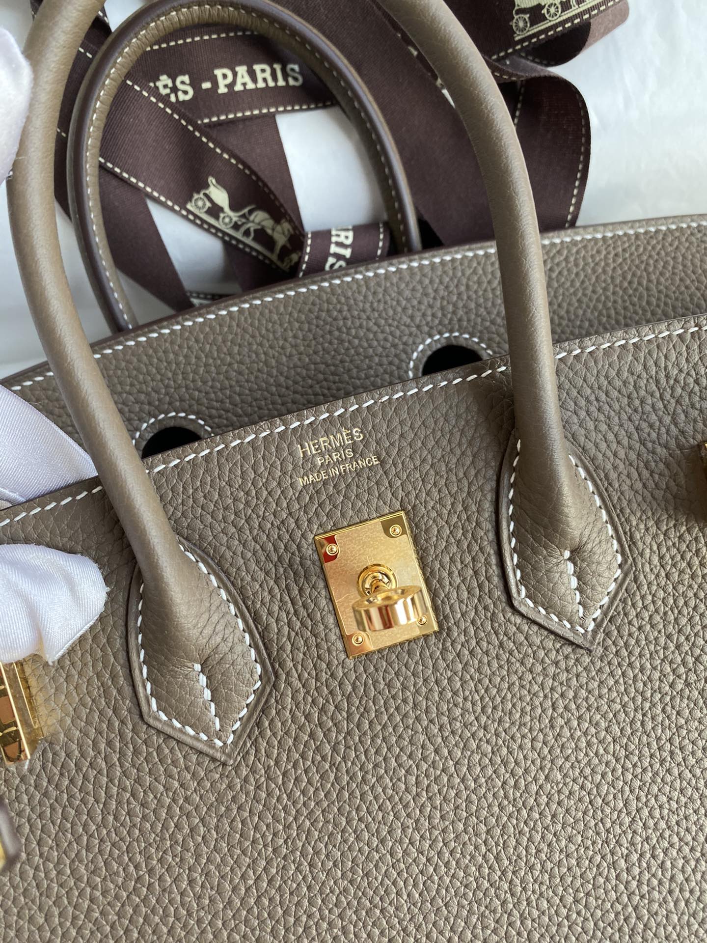 图片[6]-全手缝👉Birkin 25cm 进口Togo皮 大象灰🐘 金扣-高仿包包