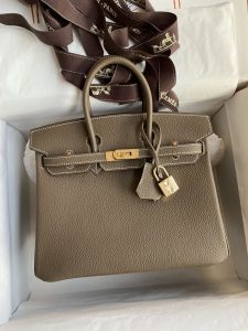 全手缝👉Birkin 25cm 进口Togo皮 大象灰🐘 金扣-高仿包包