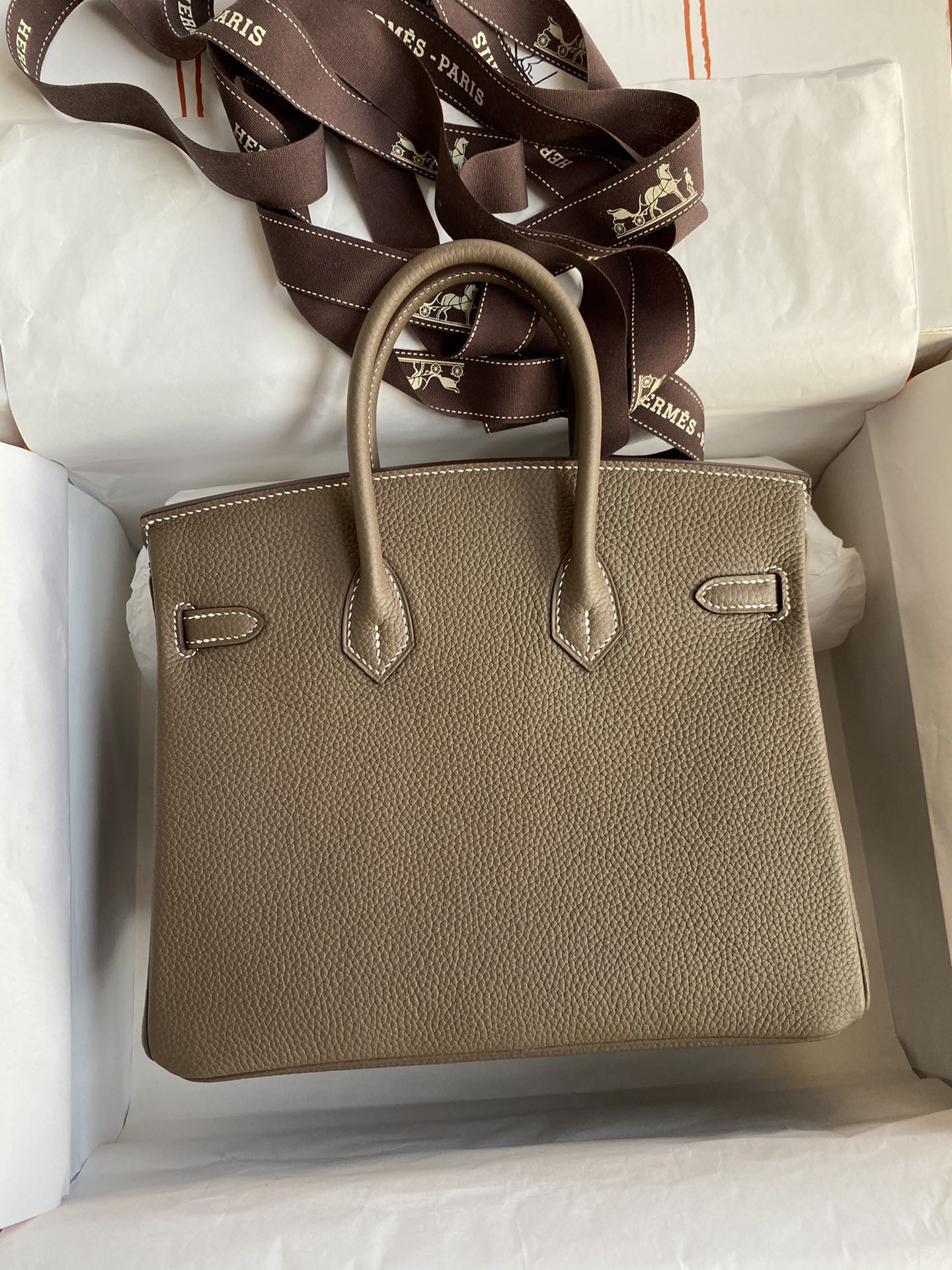图片[2]-全手缝👉Birkin 25cm 进口Togo皮 大象灰🐘 金扣-高仿包包