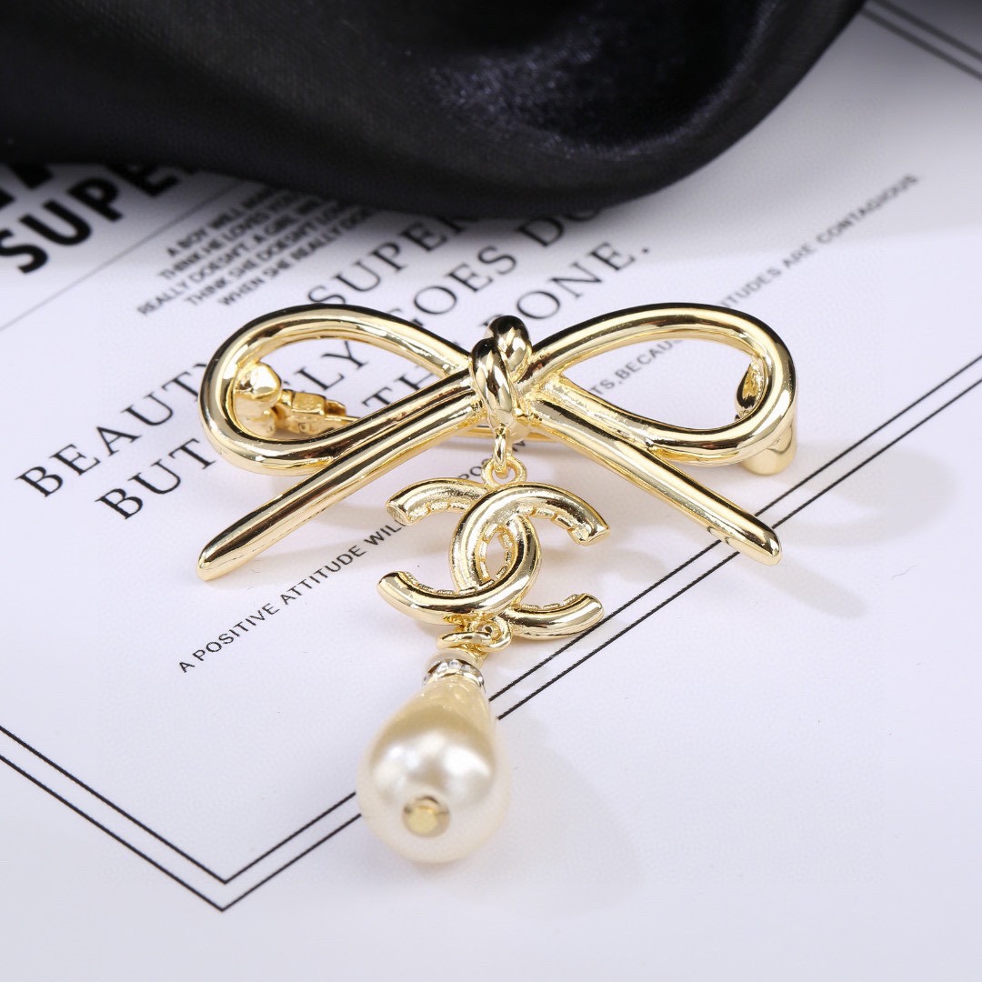Picture [2]-P80 Chanel Chanel Bow Series Pearl Brooch Don't have the heart of the design of a super perfect fashionable elements to add-High Faux Bags