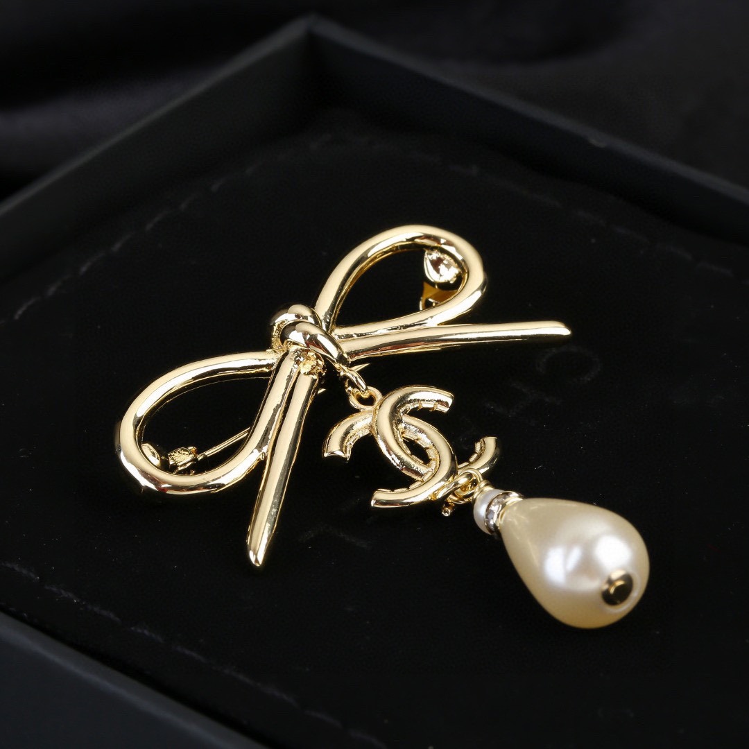 Picture [3]-P80 Chanel Chanel Bow Series Pearl Brooch Don't have the heart of the design of a super perfect fashionable elements to add-High Faux Bags