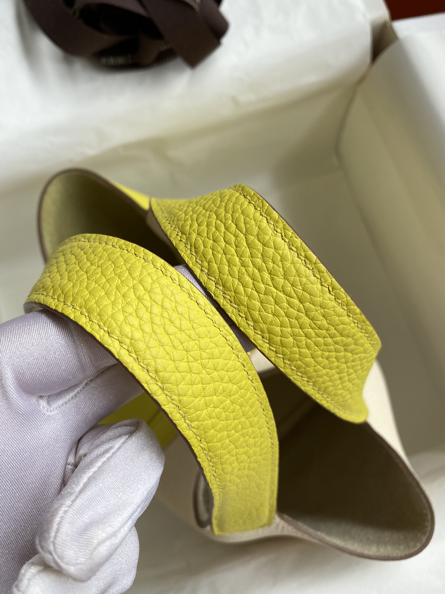 图片[3]-菜篮子Picotin…18cm 进口Taurillon Clemence皮 奶油白拼柠檬黄🍋 金扣-高仿包包