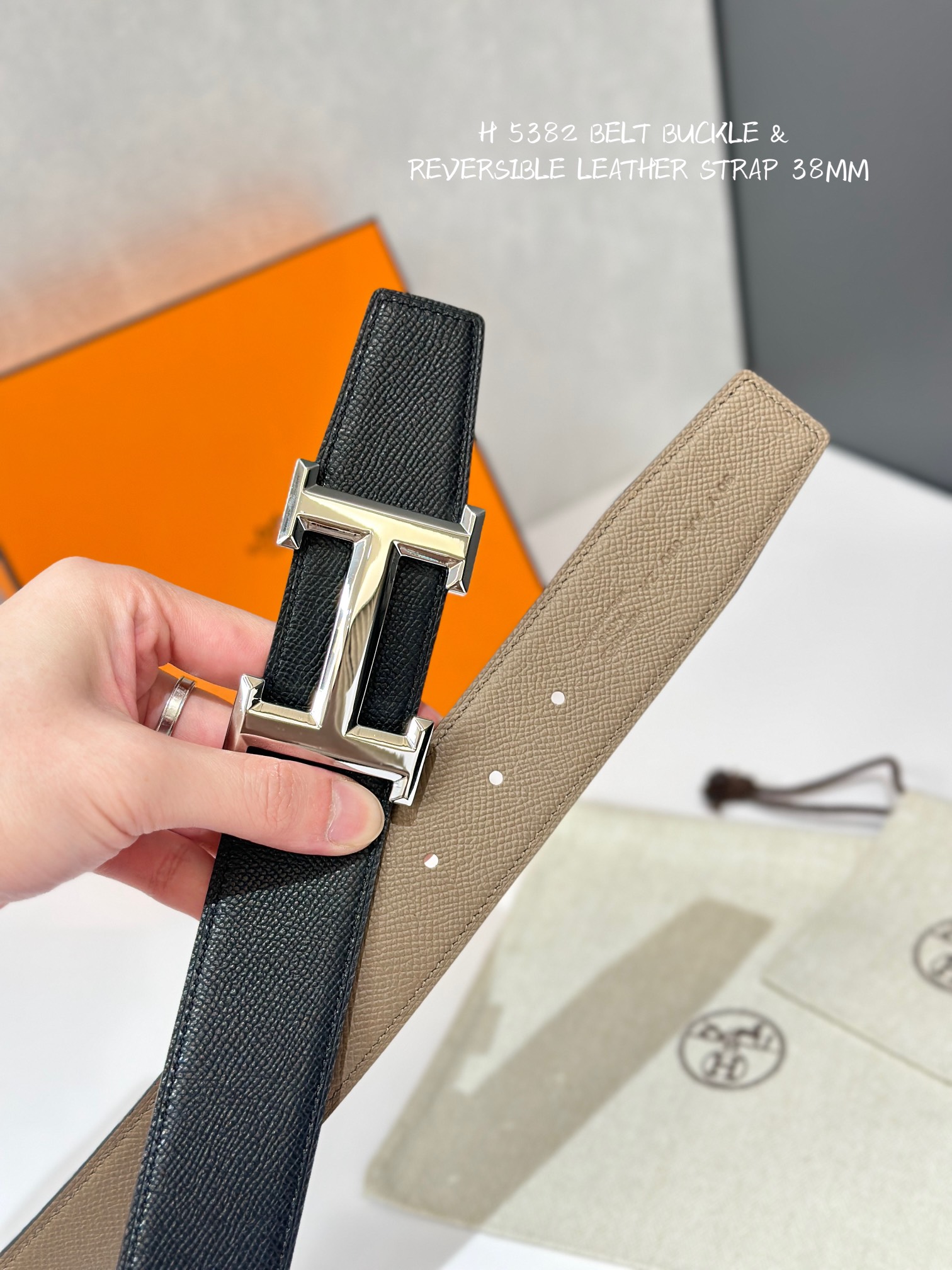 图片[2]-H 5382 BELT BUCKLE & REVERSIBLE LEATHER STRAP 38MM-高仿包包
