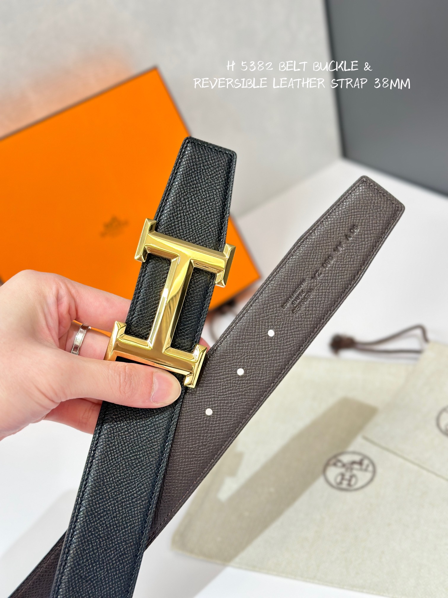 图片[2]-H 5382 BELT BUCKLE & REVERSIBLE LEATHER STRAP 38MM-高仿包包
