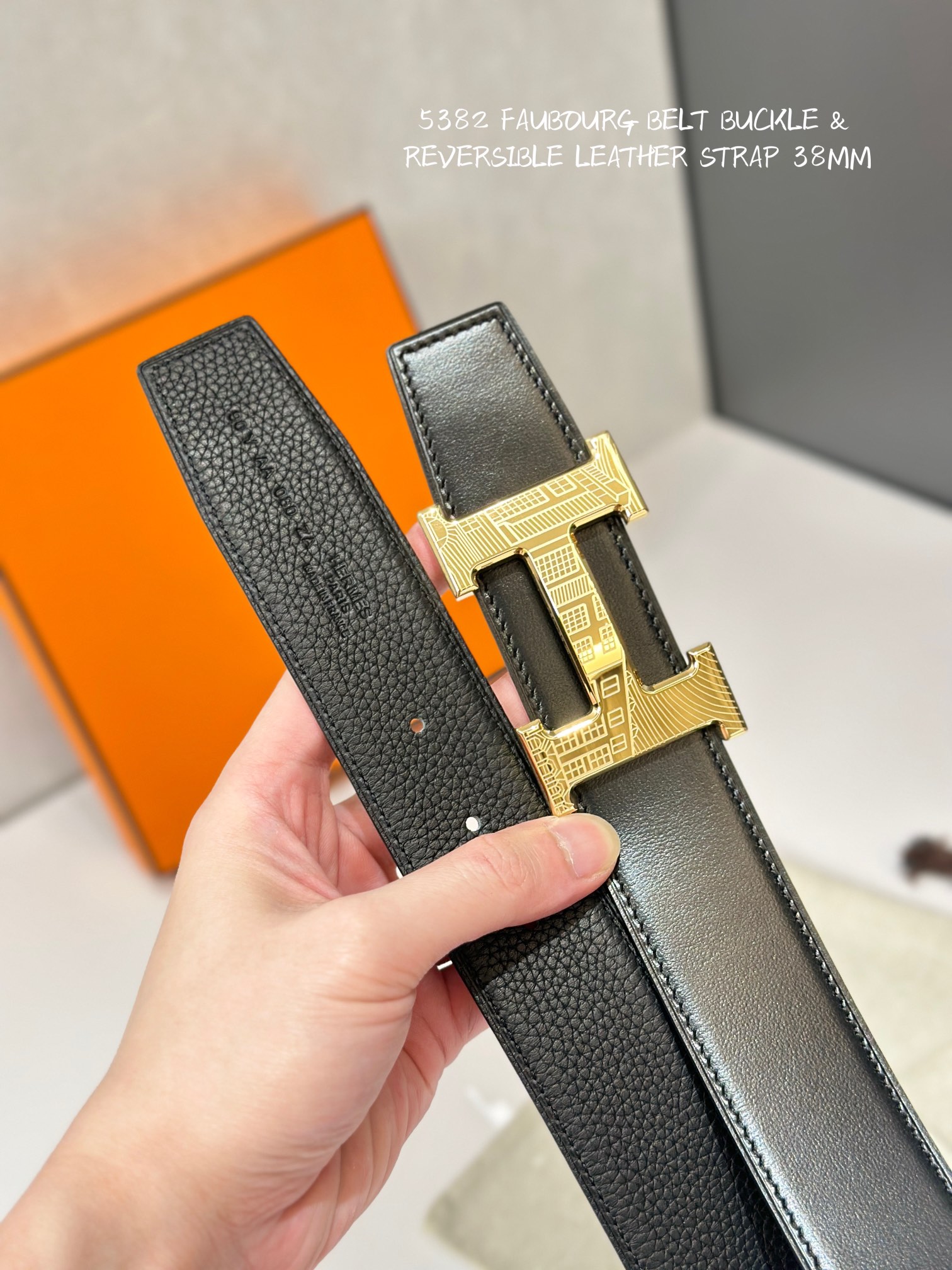 Picture [6]-5382 FAUBOURG BELT BUCKLE & REVERSIBLE LEATHER STRAP 38MM-High Faux Bags
