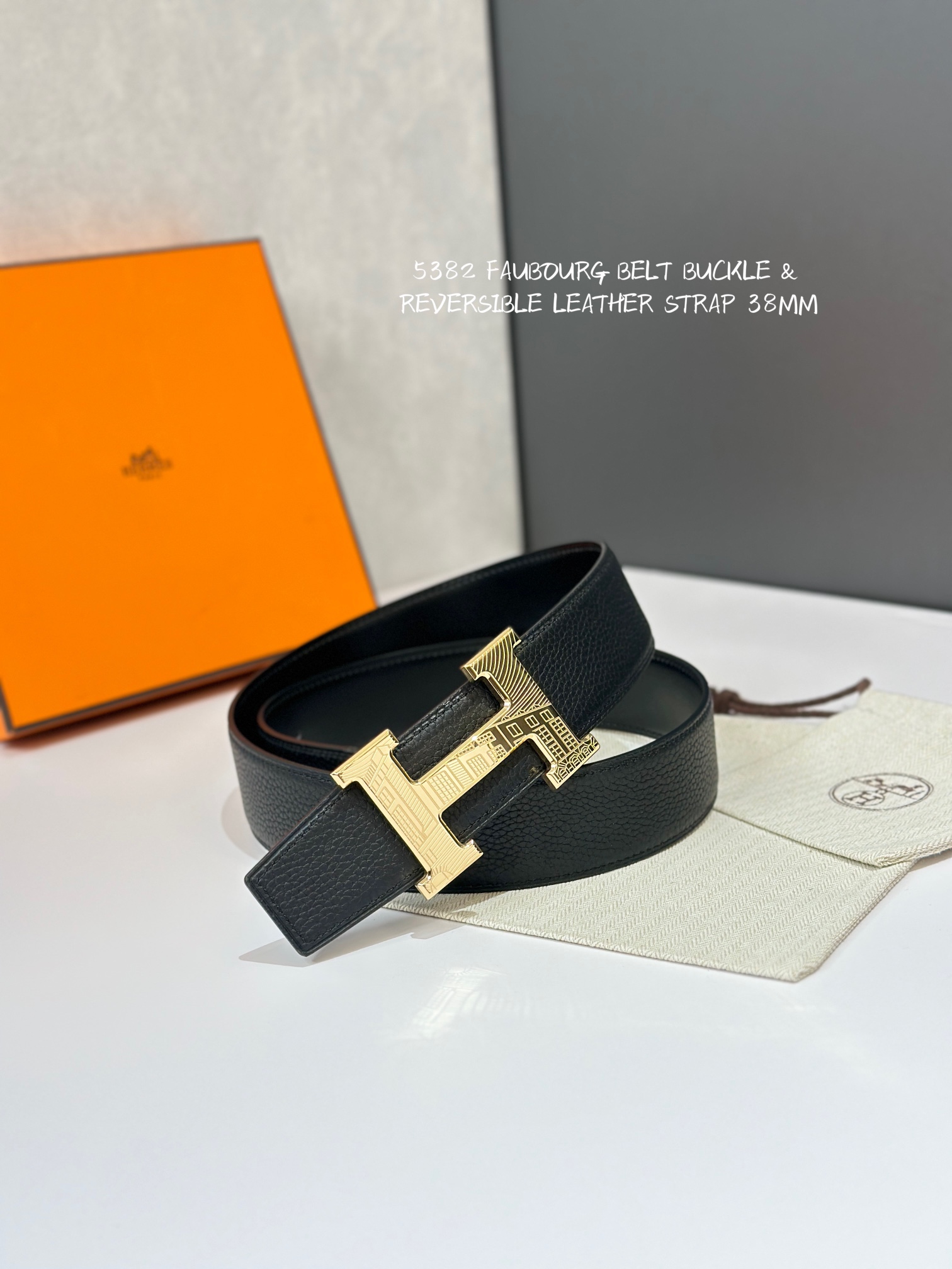 5382 FAUBOURG BELT BUCKLE & REVERSIBLE LEATHER STRAP 38MM-High Faux Bags